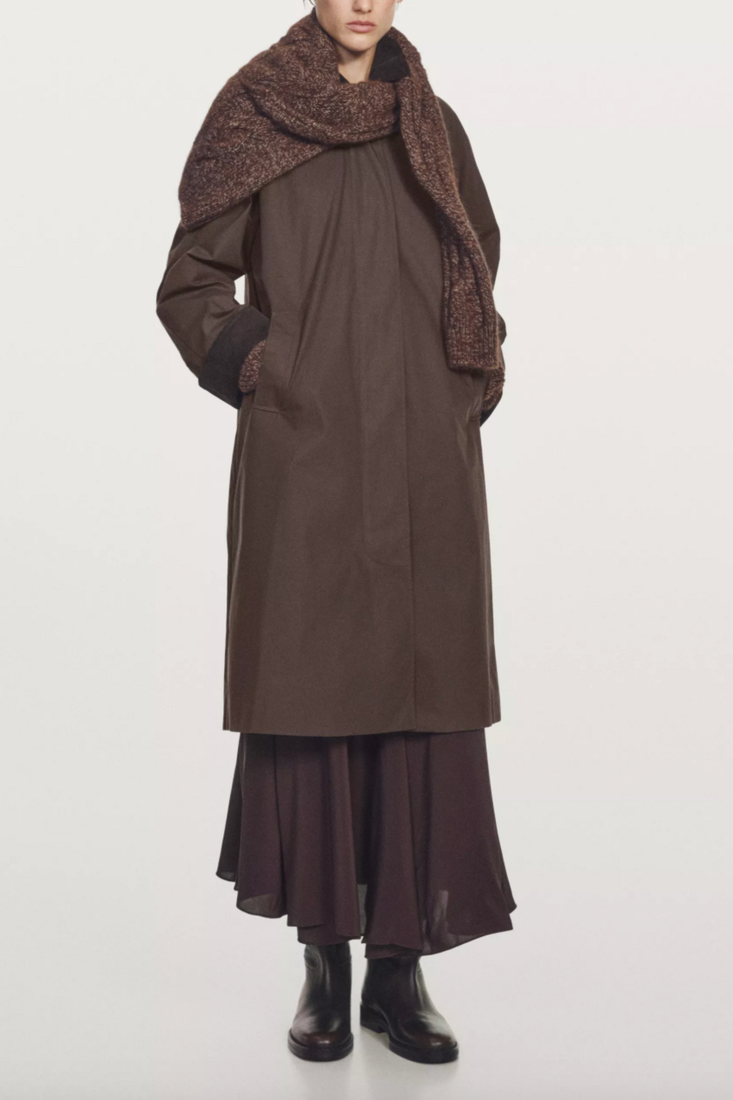 Long Waxed Parka With Corduroy Detail