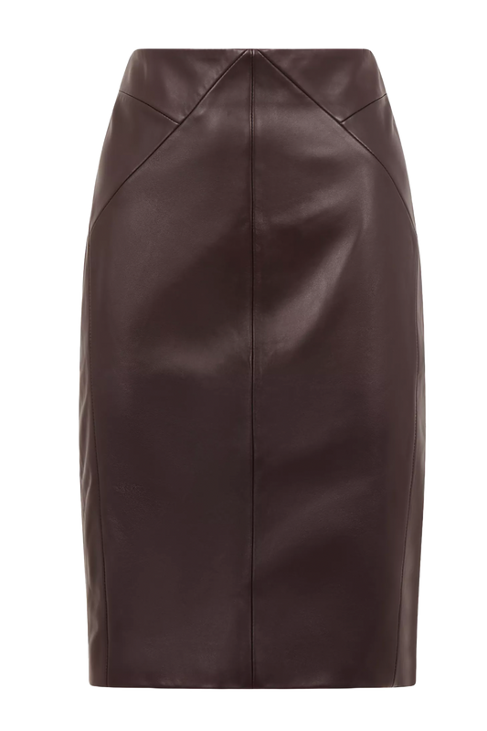 Raya Leather Pencil Skirt, Berry