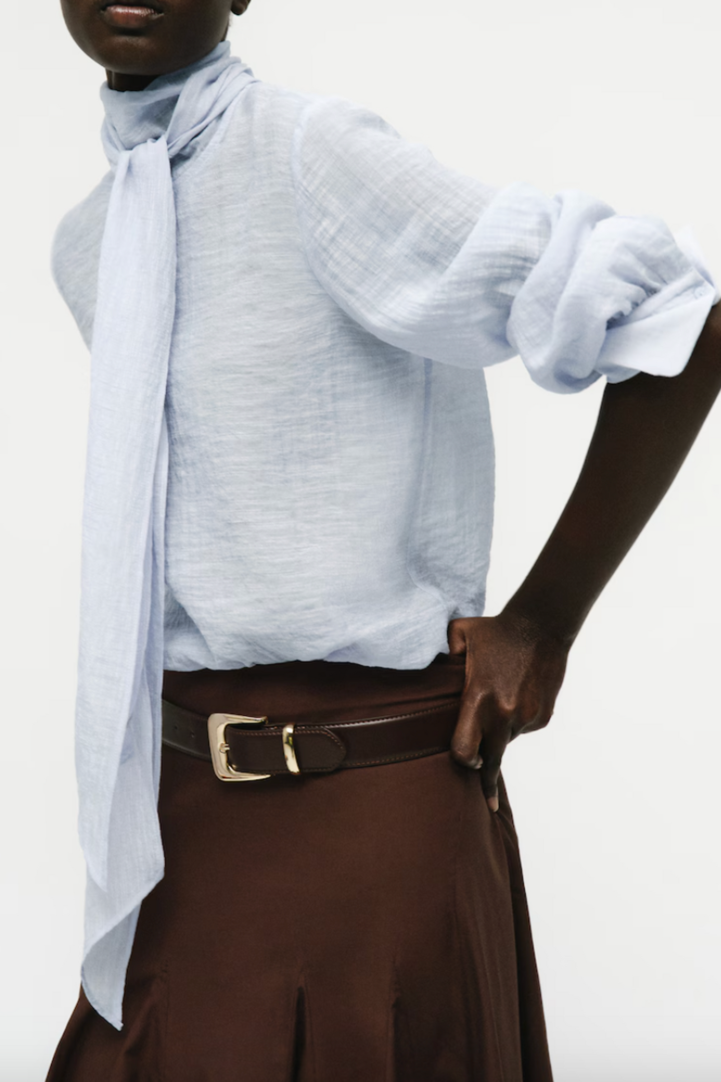 Textured Blouse With Foulard