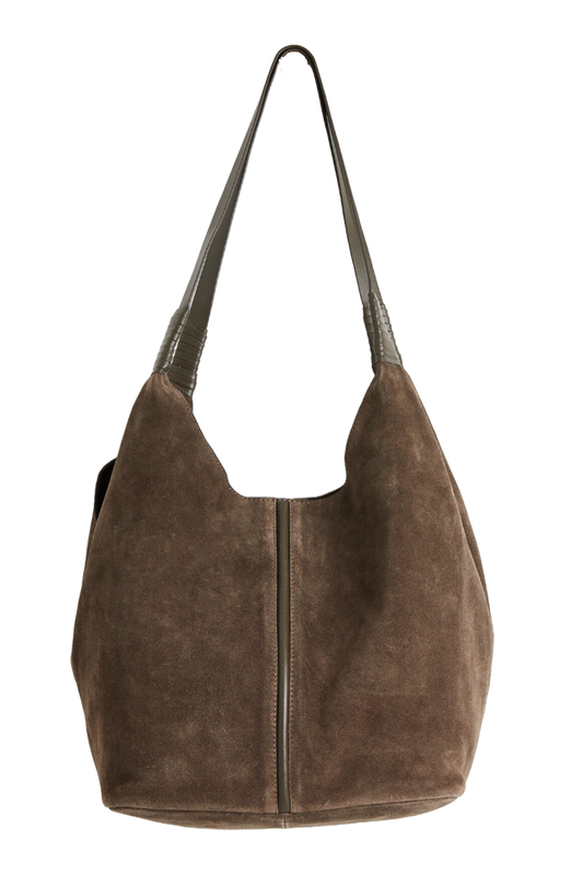 Suzie Khaki Green Suede Tote Bag