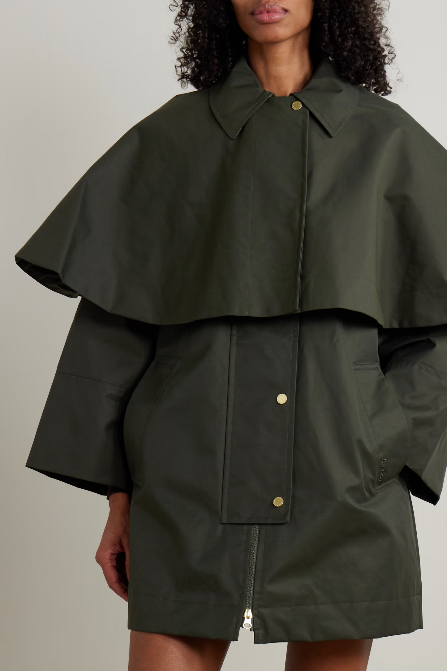 Fia Cape-effect Cotton-blend Twill Jacket