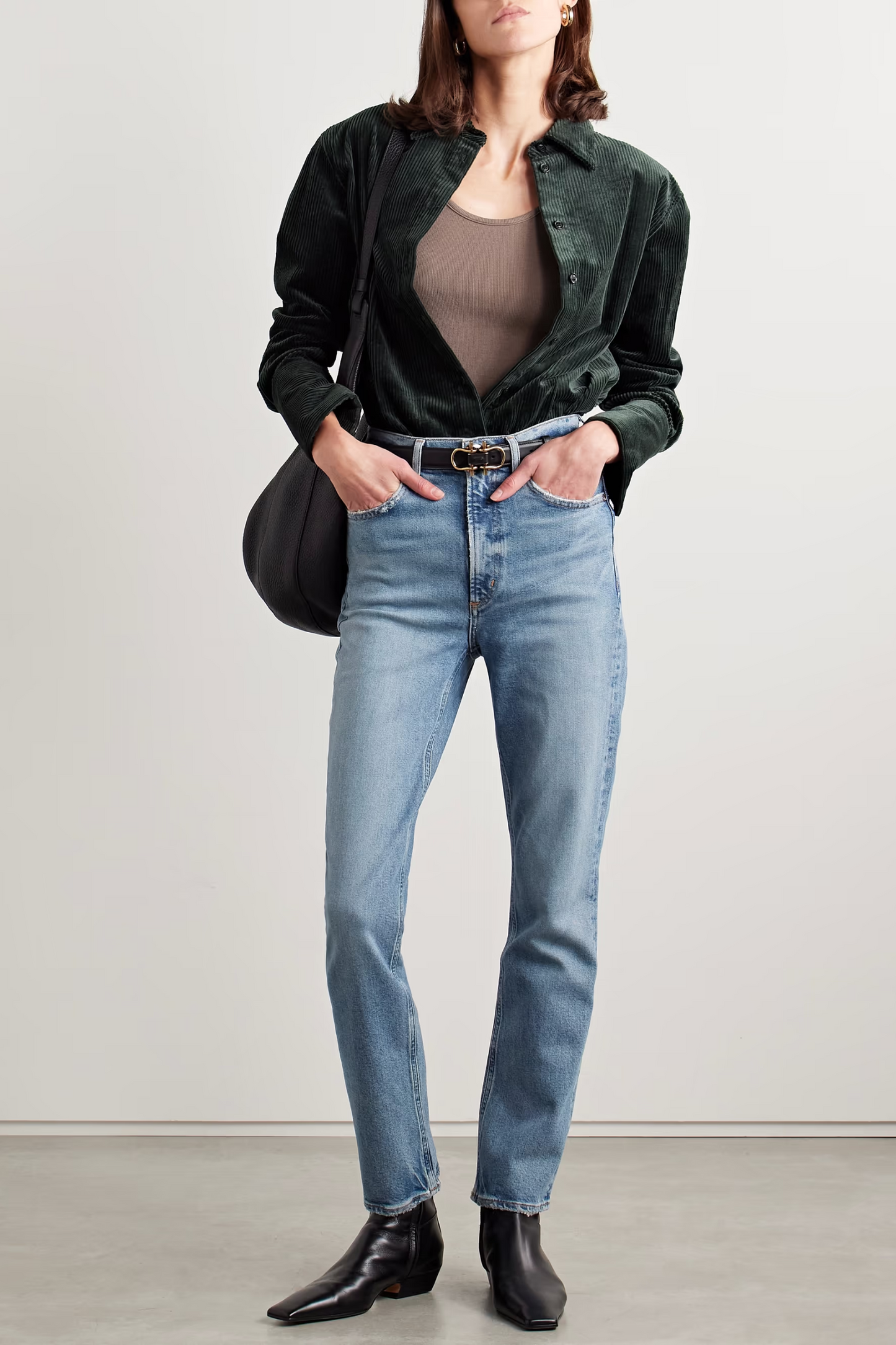 High Rise Stovepipe Frayed Straight-leg Organic Jeans