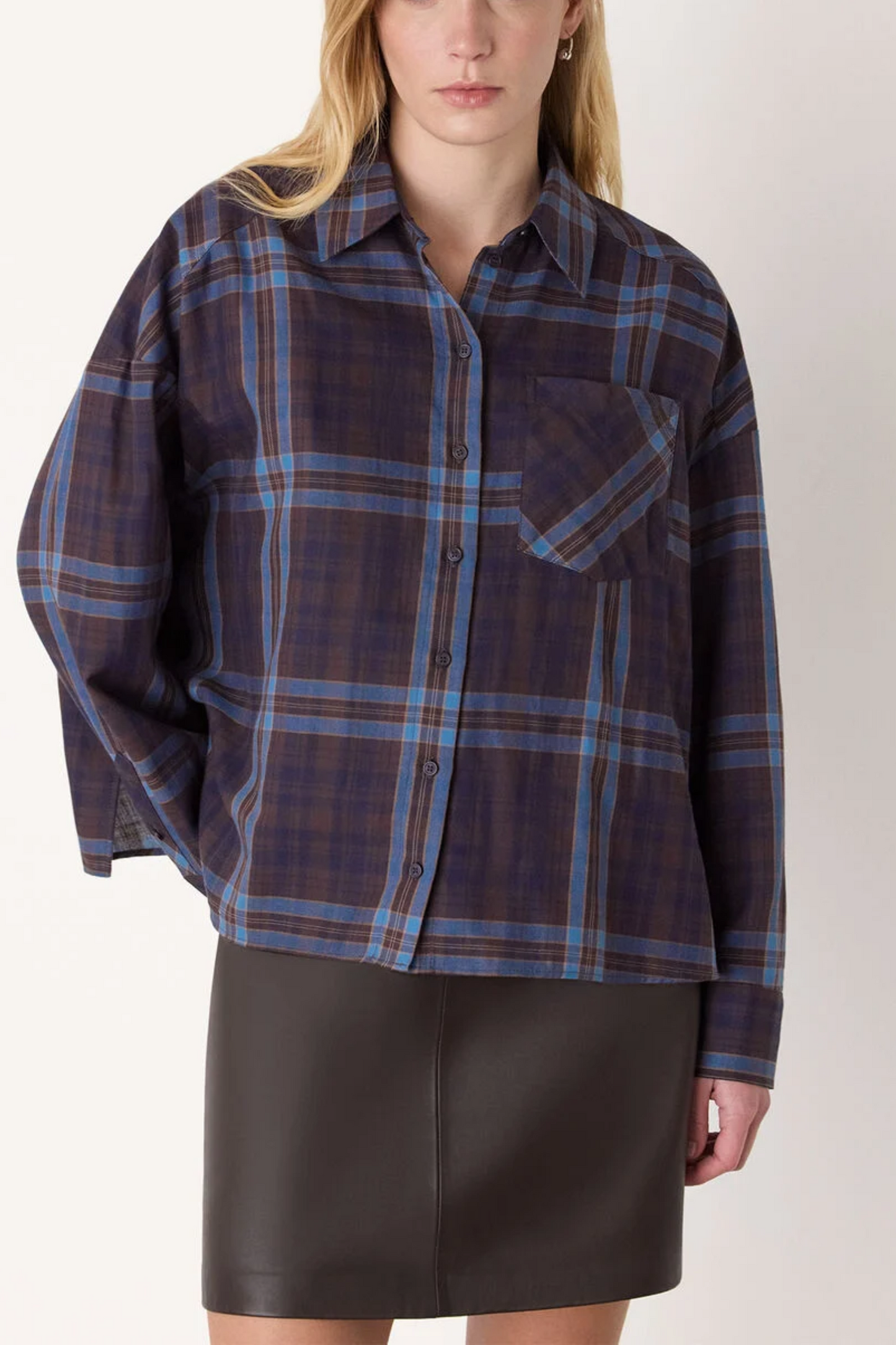 Blue Checked Brushed-cotton Shirt