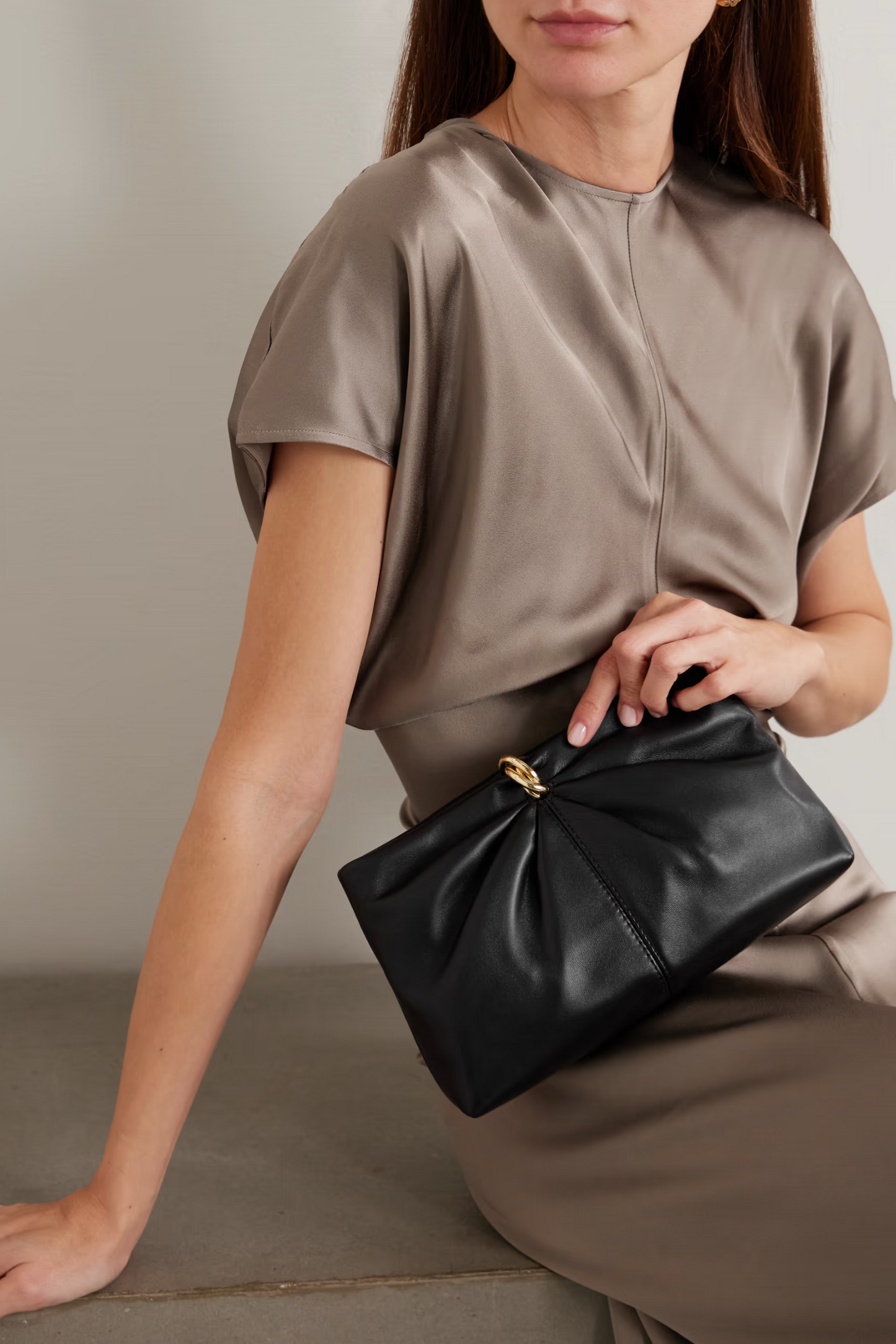 Corrine Gathered Leather Shoulder Bag