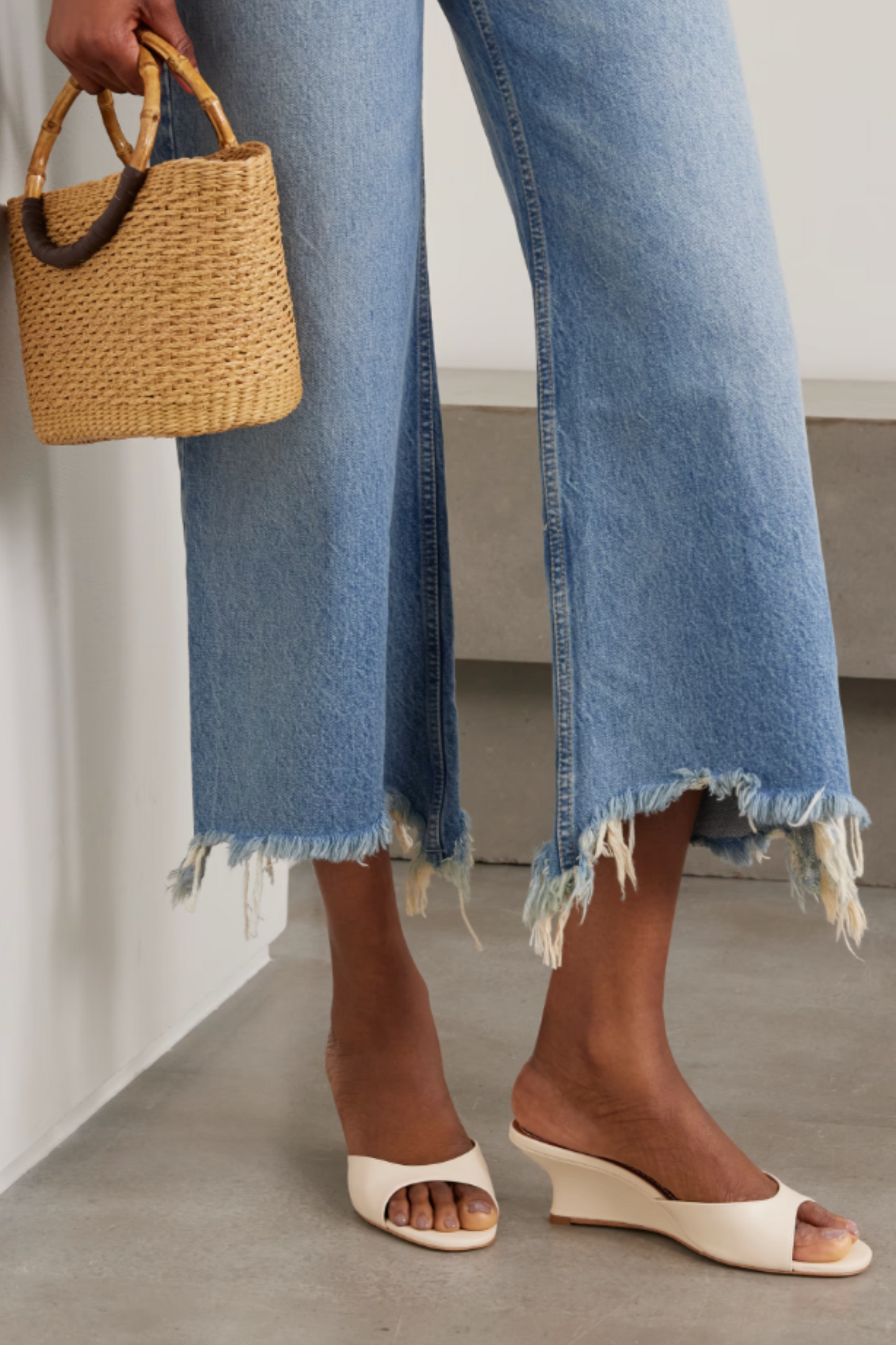 Brigitte leather wedge mules
