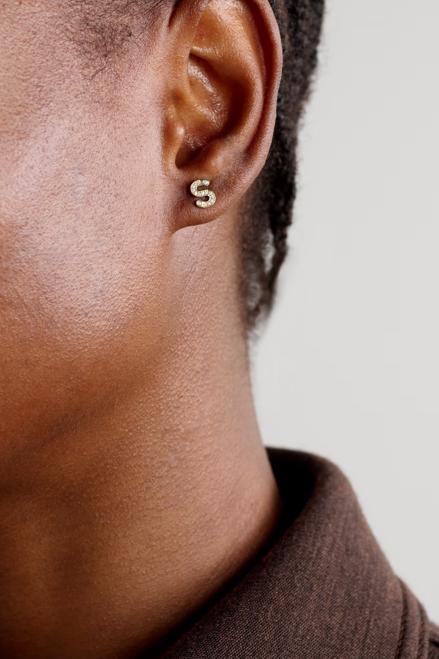 Petite Letter 18-karat Recycled Gold Diamond Single Earring