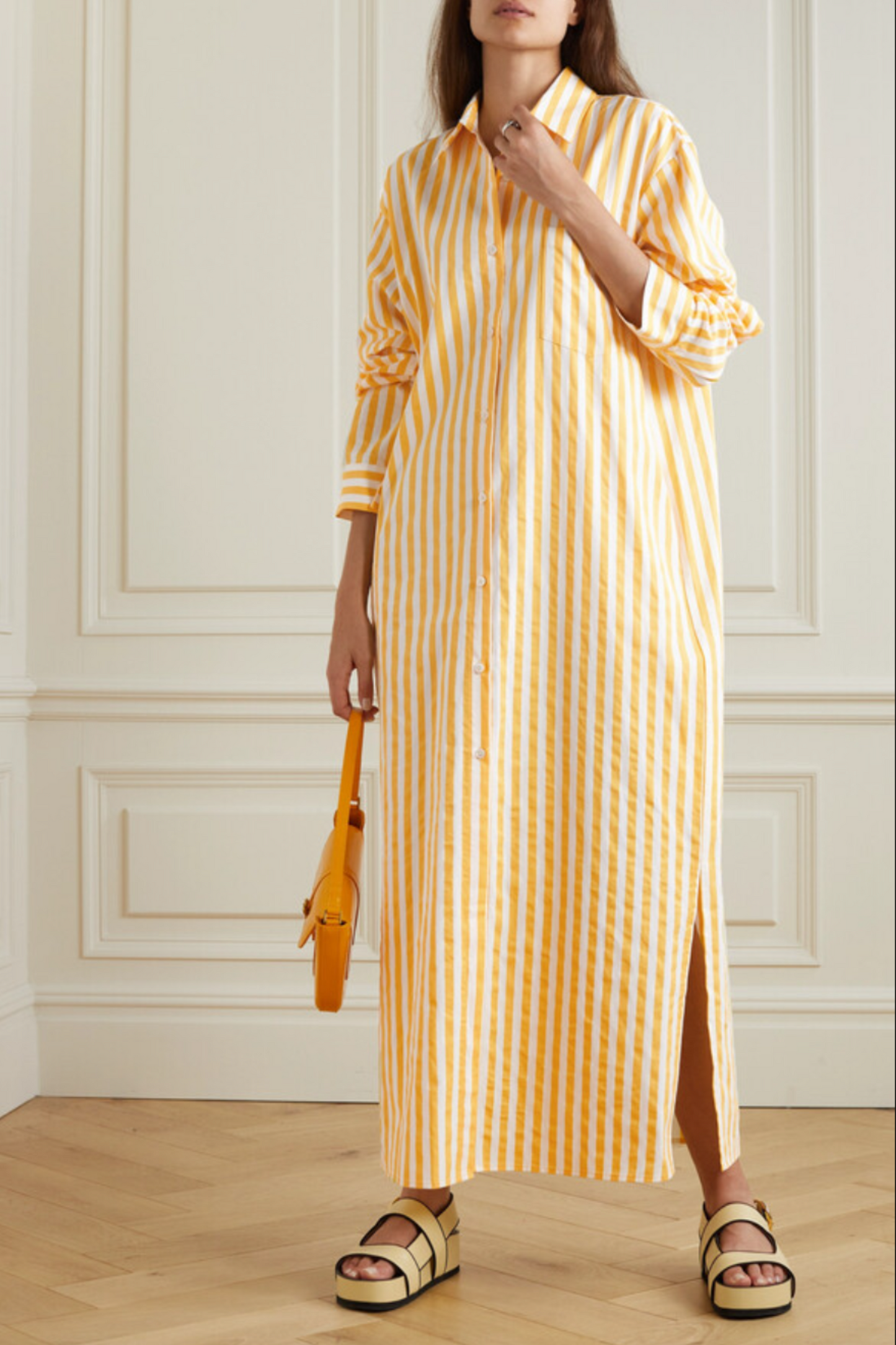 Cala Striped Cotton-Poplin Midi Shirt Dress