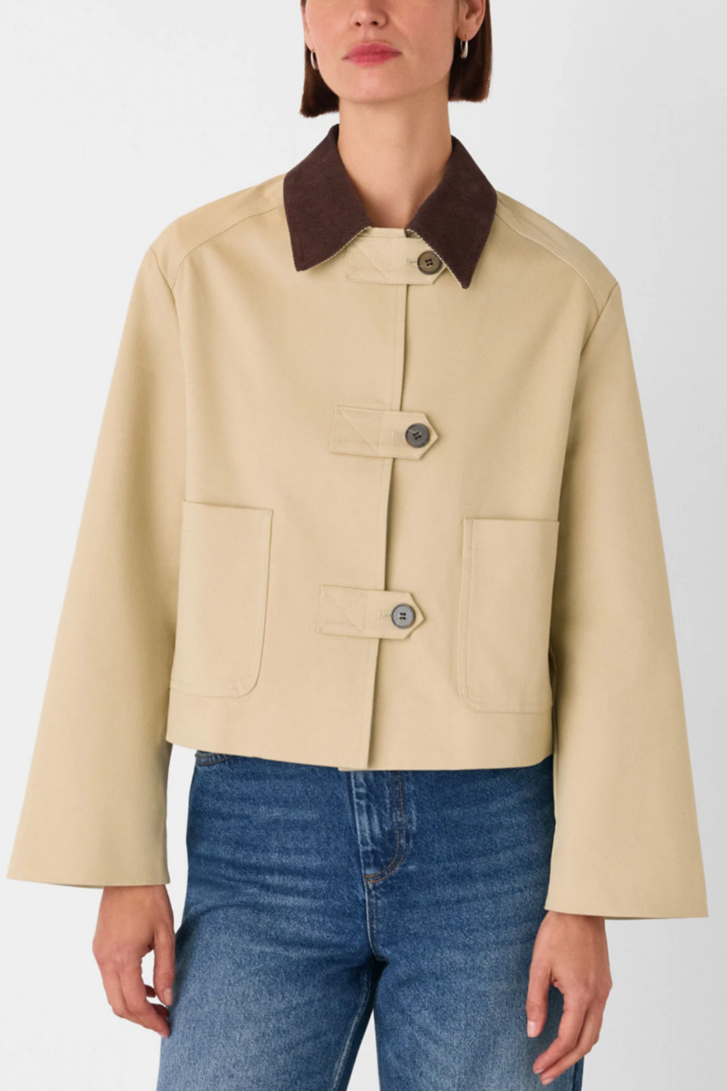 Neutral Corduroy Collar Jacket