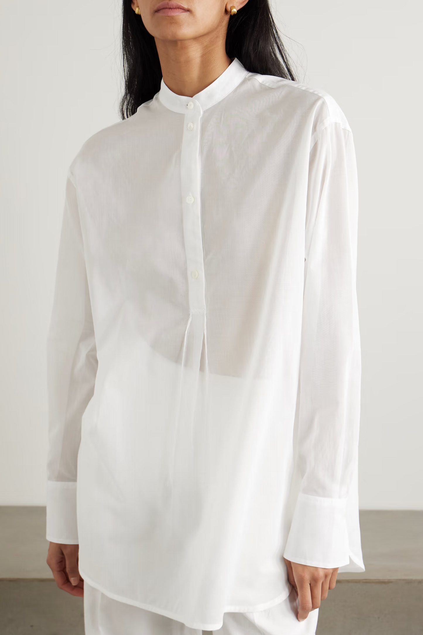 Embroidered Organic Cotton-voile Shirt