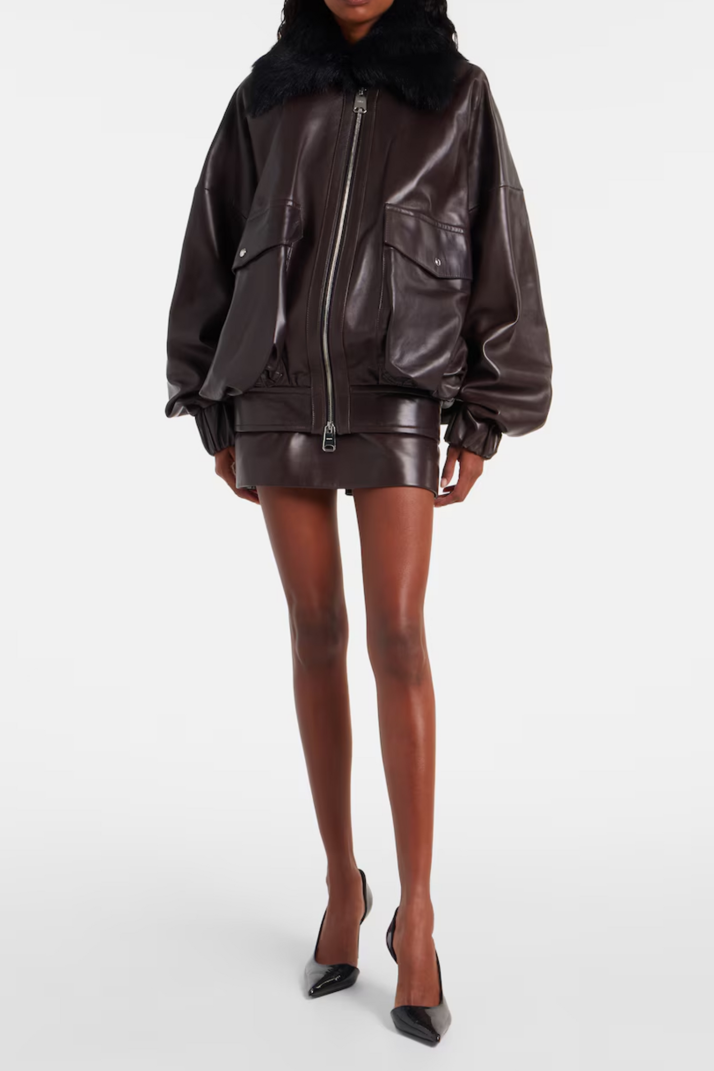 Daemon Oversized Leather Blouson Jacket