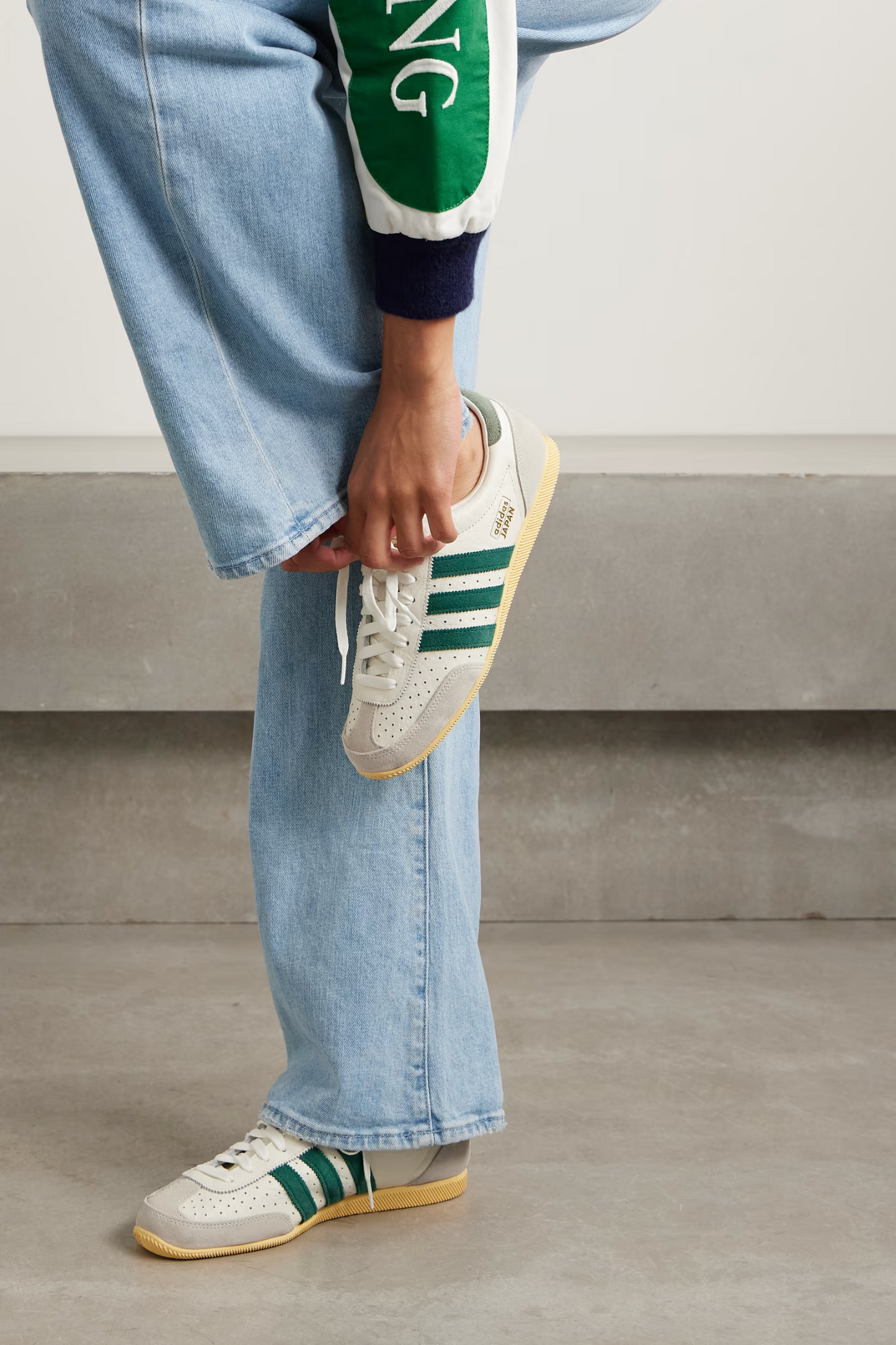 Japan Suede-trimmed Perforated Leather Sneakers