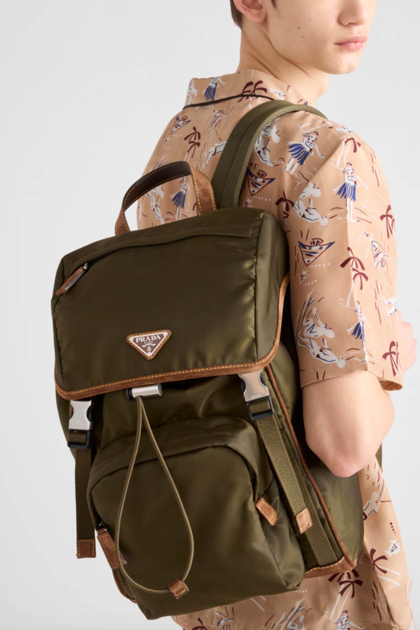Re-Nylon And Suede Backpack