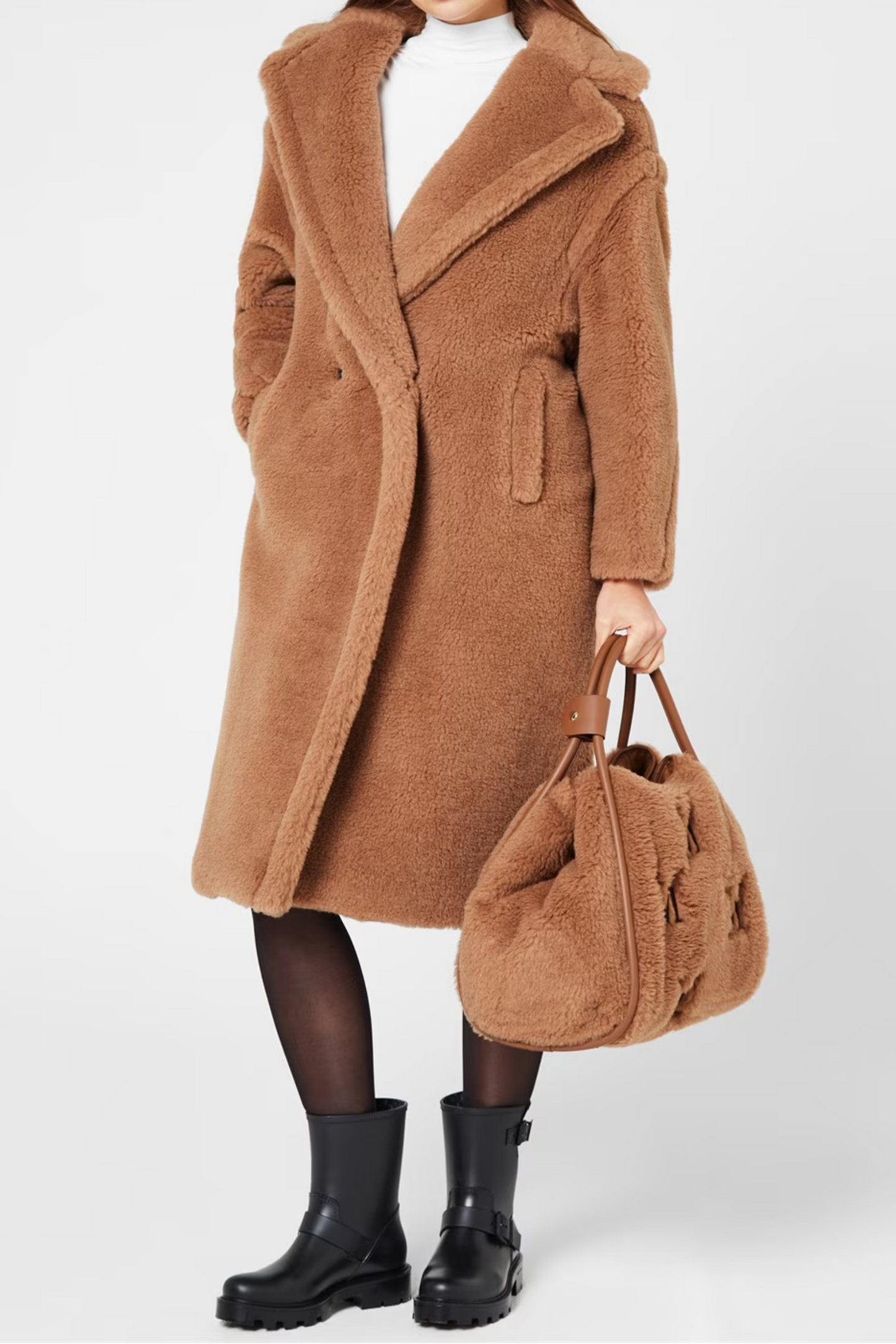 Icon Camel Hair Alpaca-wool Oversized Double-breasted Teddy Coat