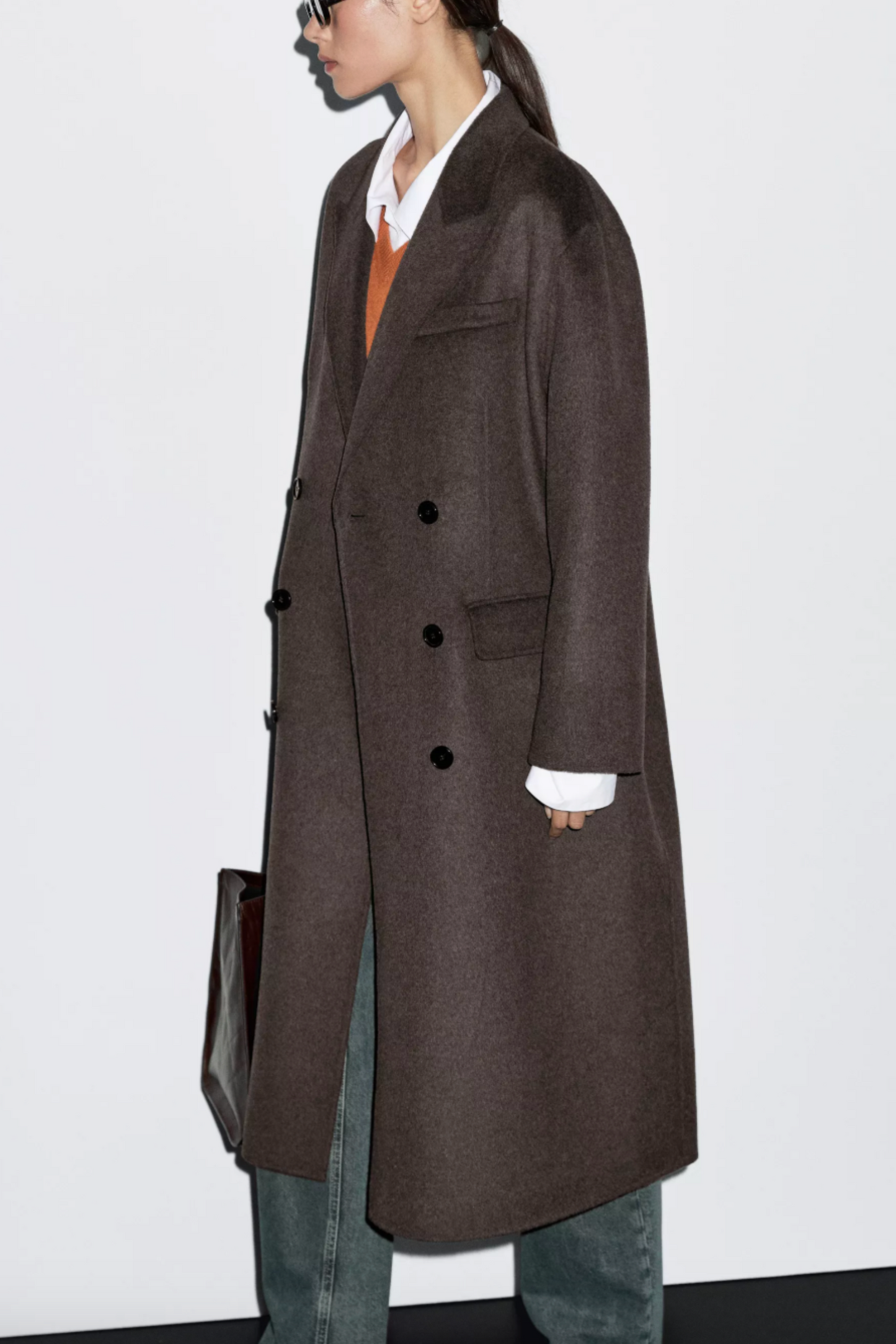 Long Wool Blend Surplice Coat