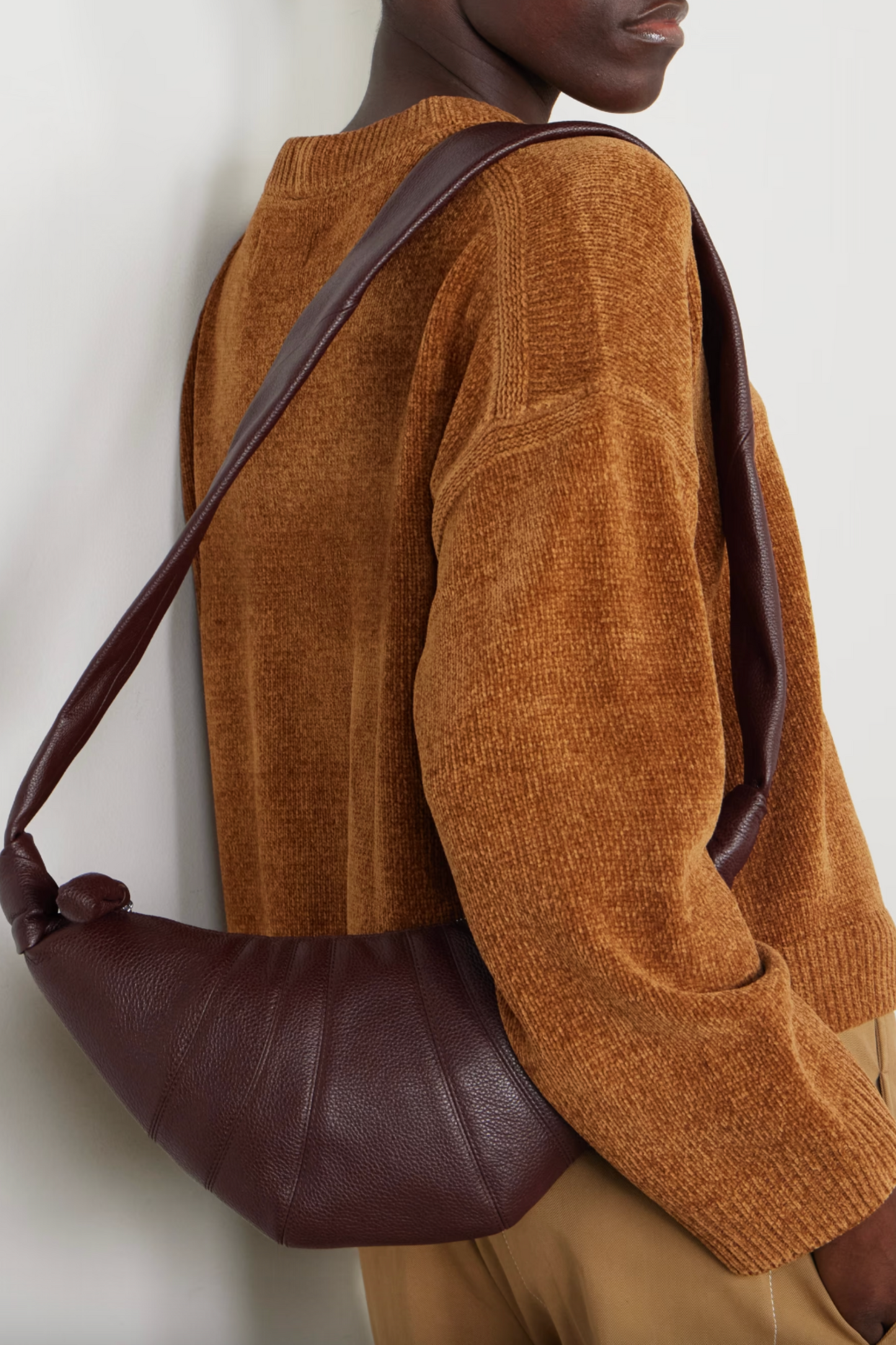 Croissant Small Paneled Textured-leather Shoulder Bag