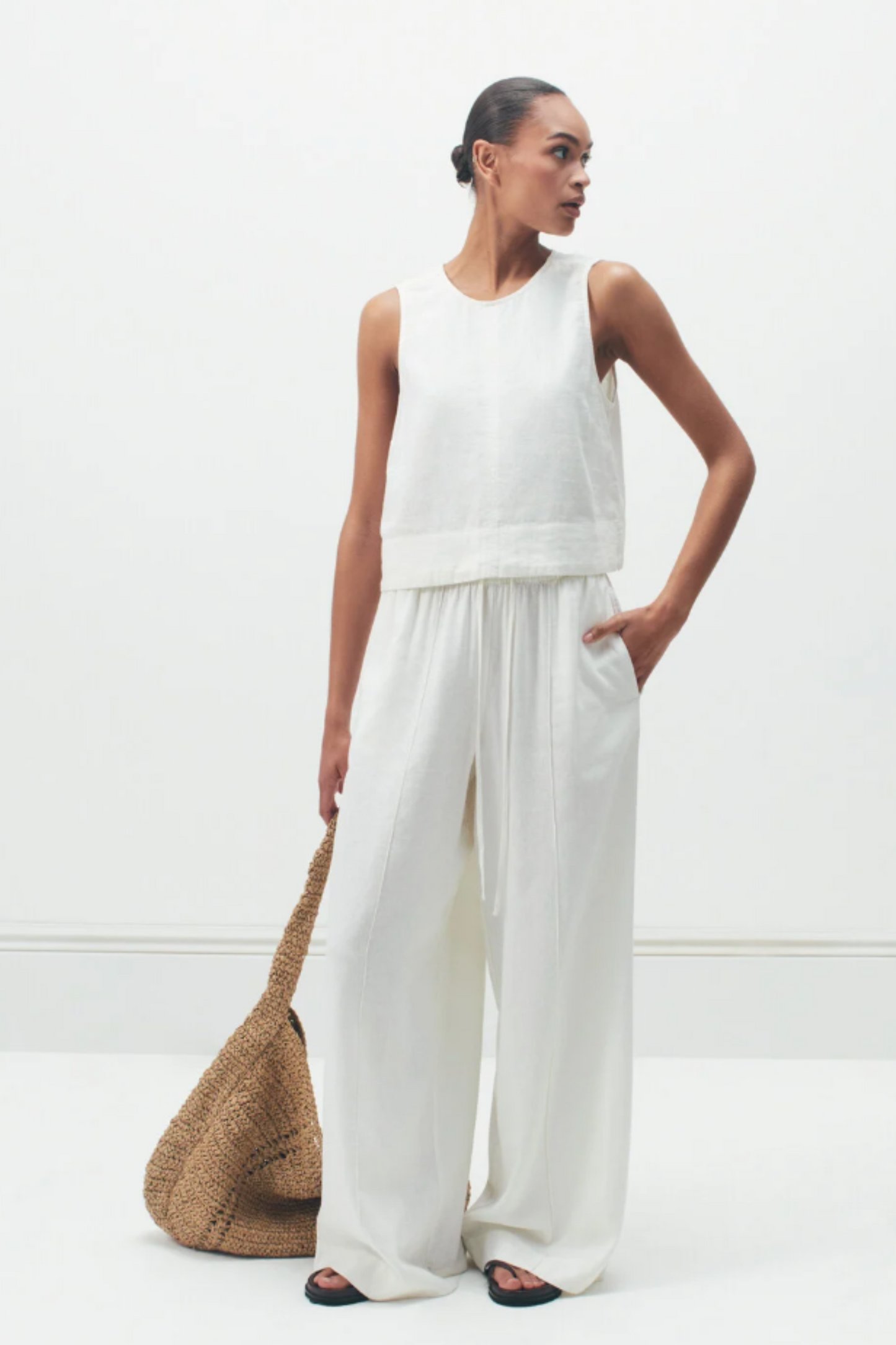 Linen Blend Petunia Wide Leg Trousers