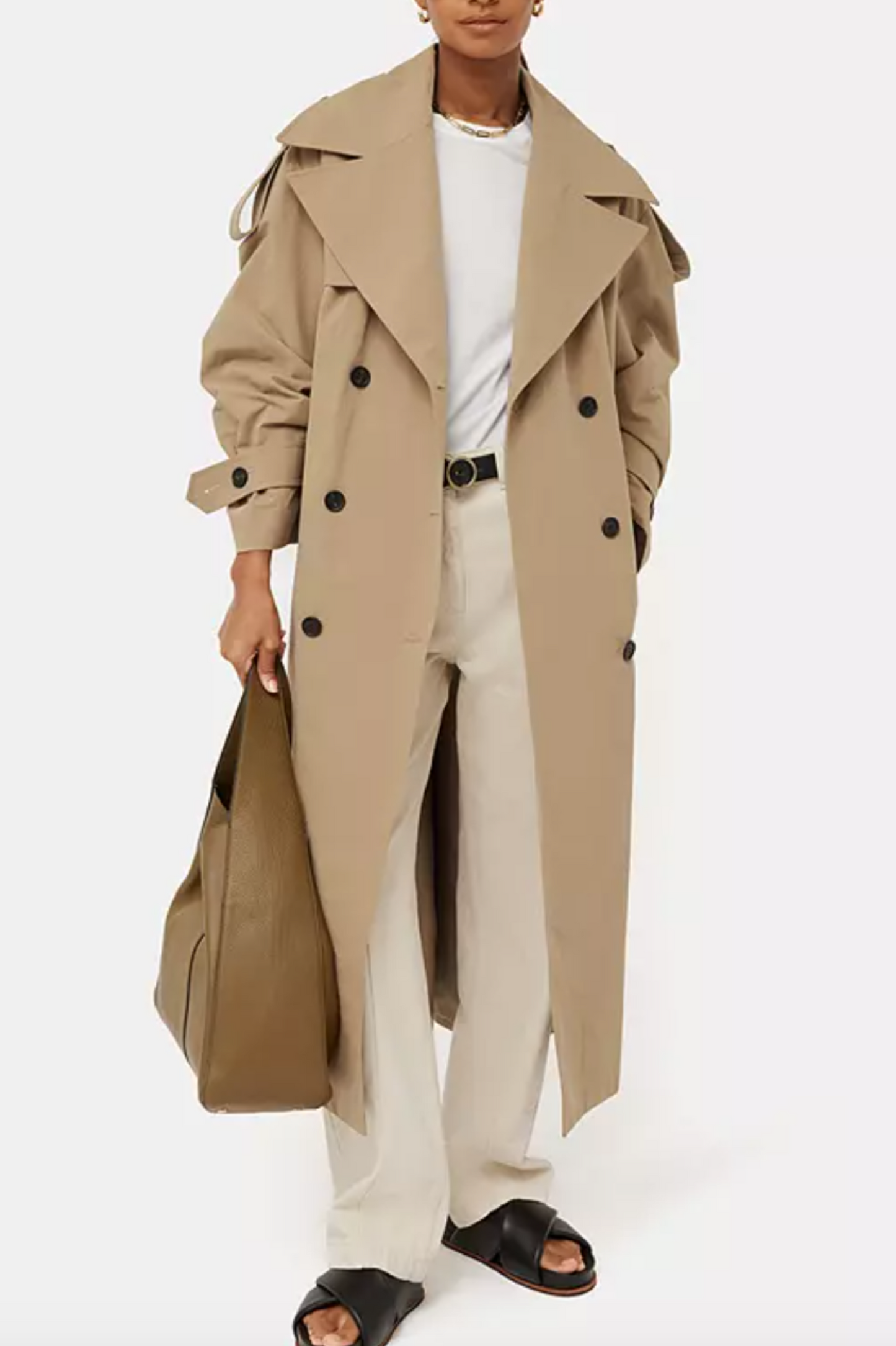 Oversized Stone Cotton Trench Coat