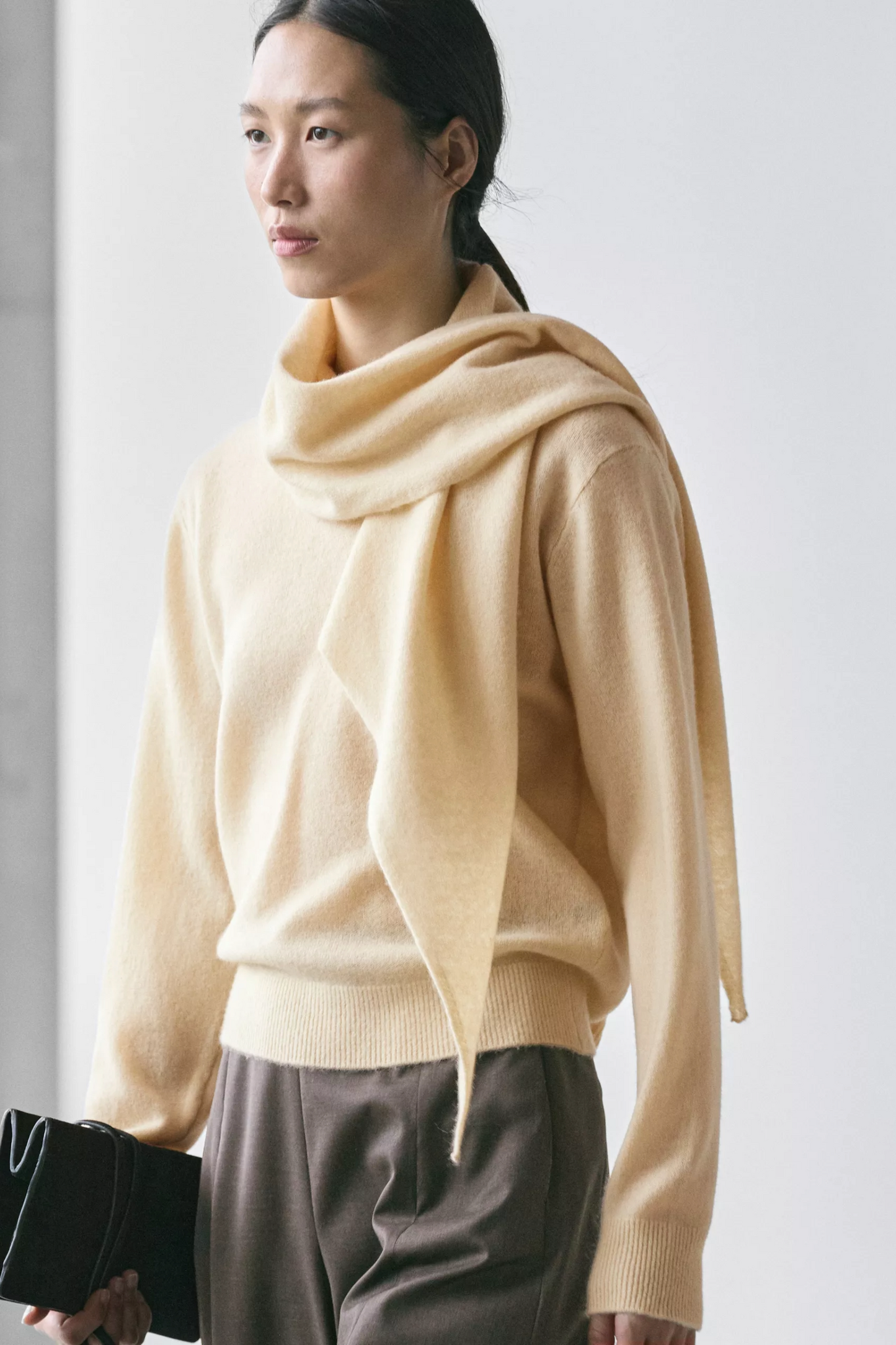 Knit Sweater with Scarf Detail