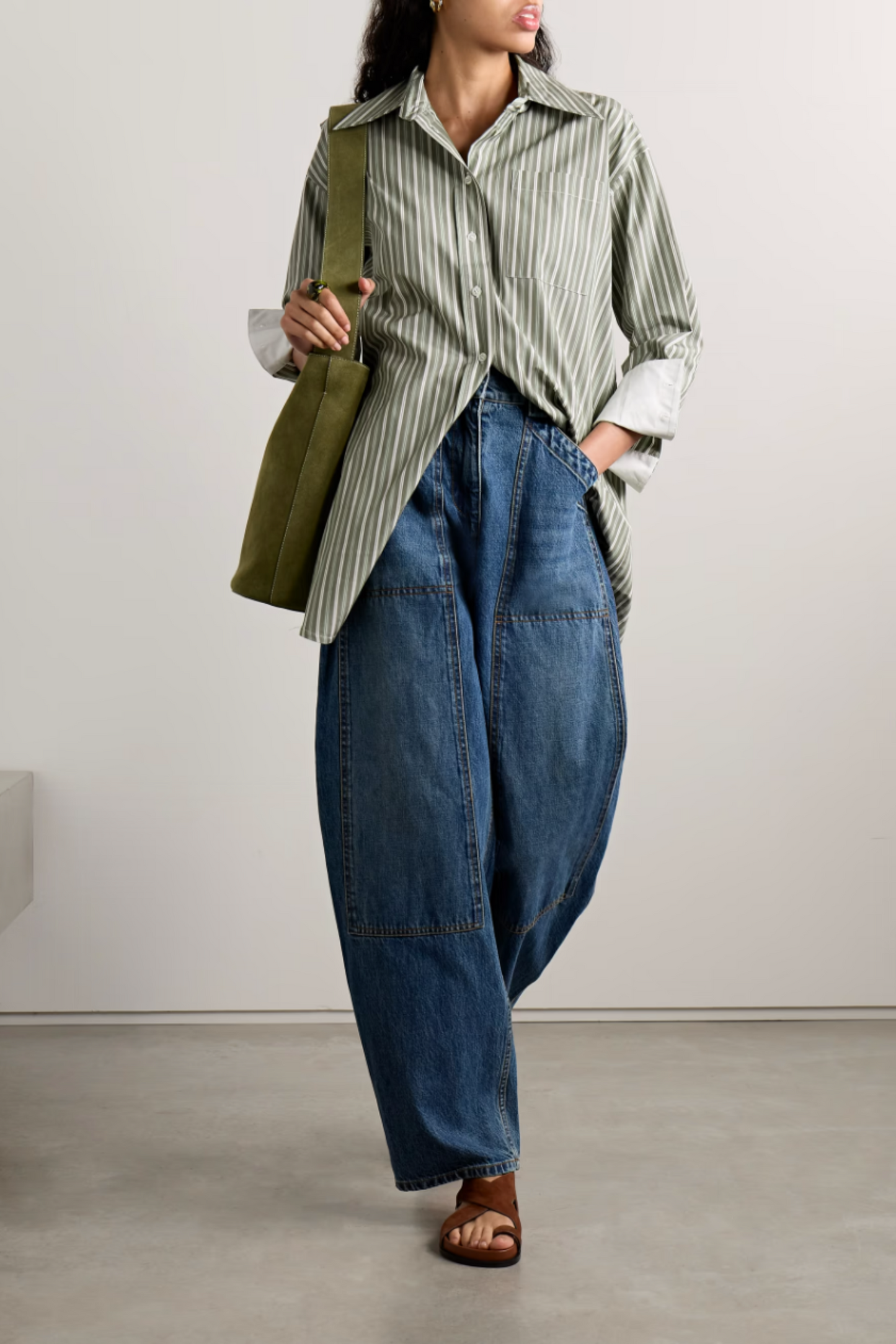 Oversized Striped Cotton-Poplin Shirt