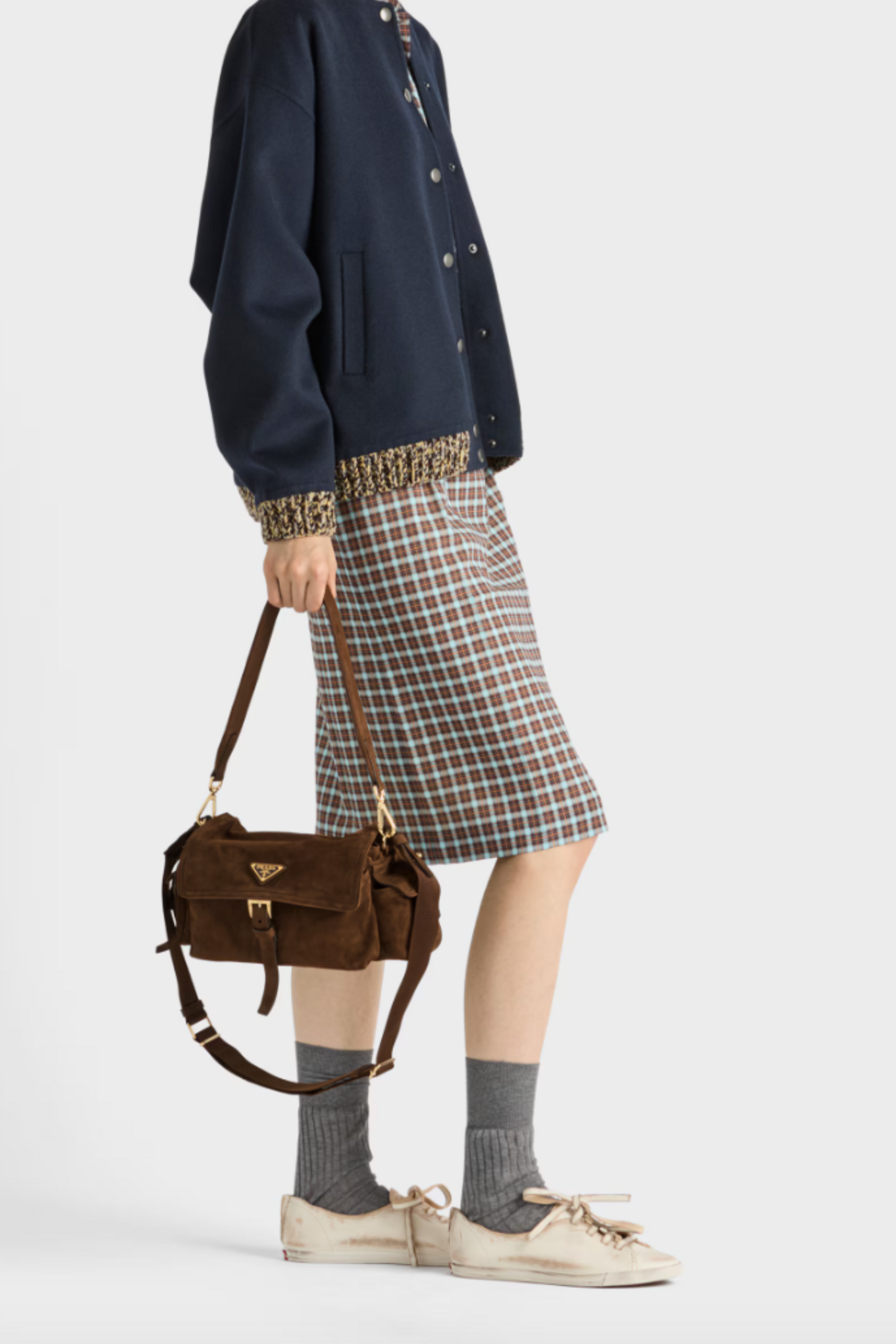 Prada Explore Medium Suede Shoulder Bag