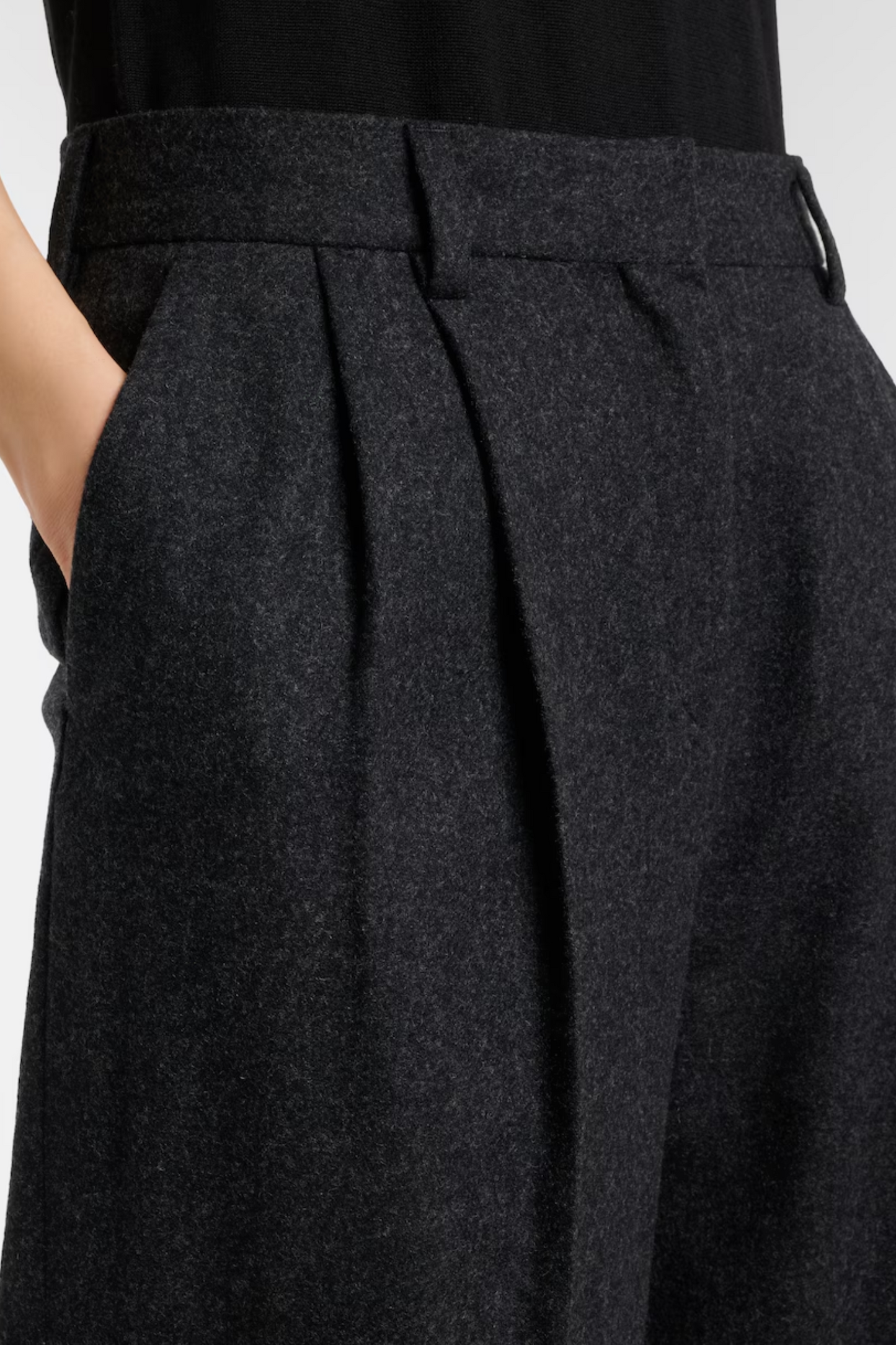 Wool-blend Flannel Straight Pants