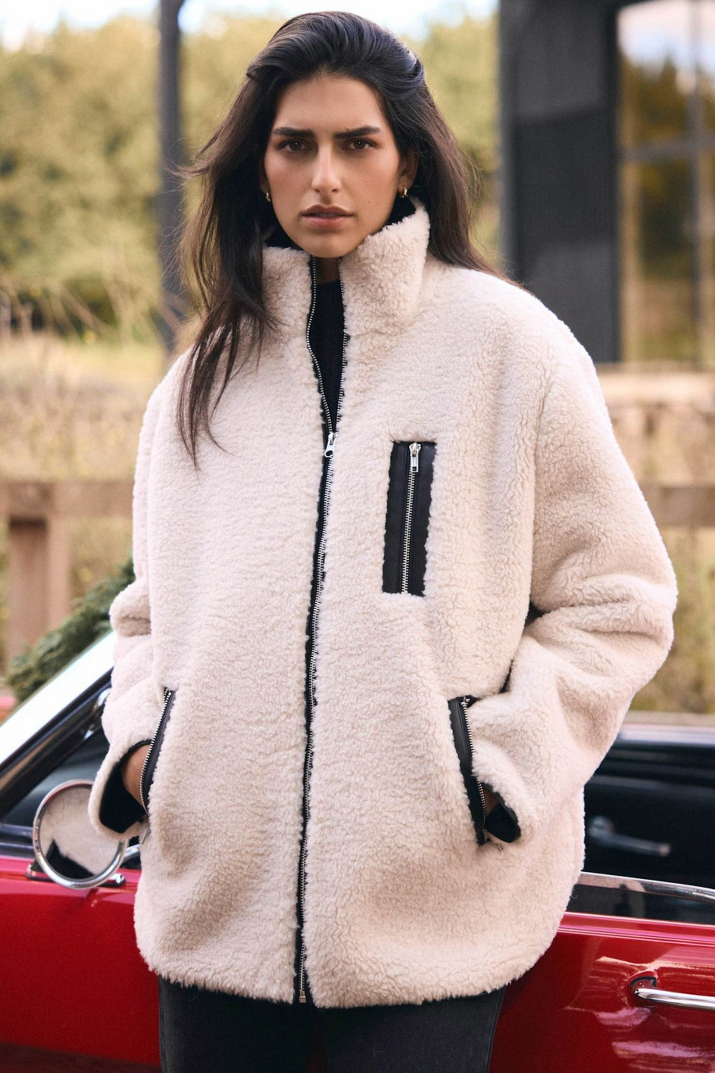Neutral Borg Zip Jacket