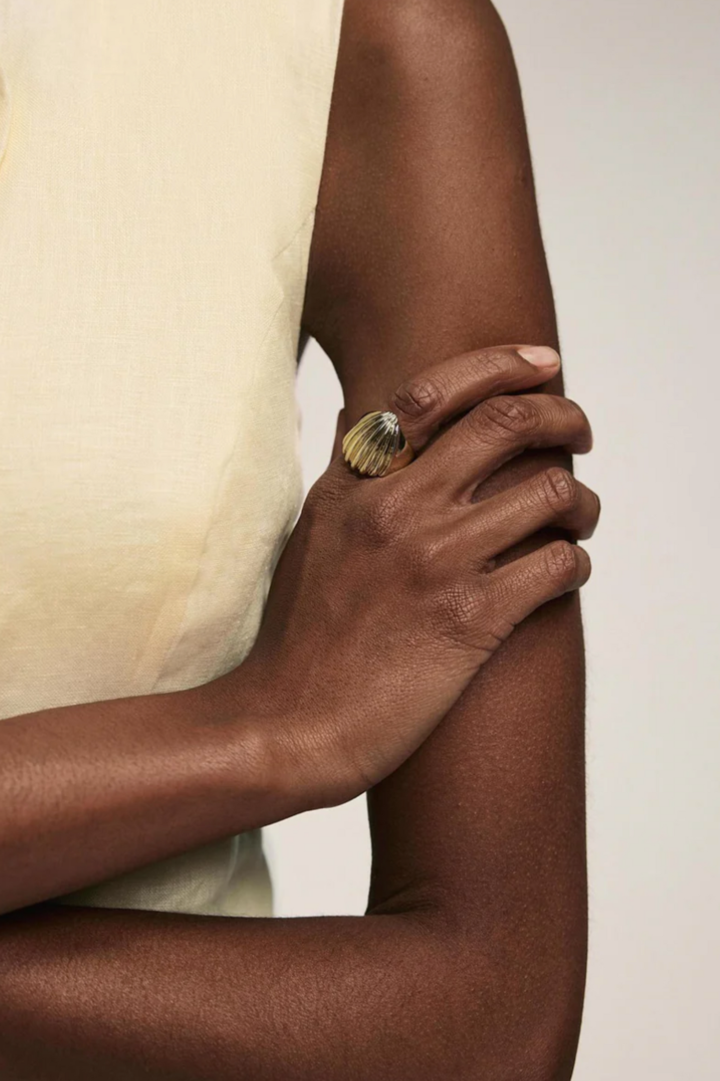 Gold Tone Statement Shell Ring