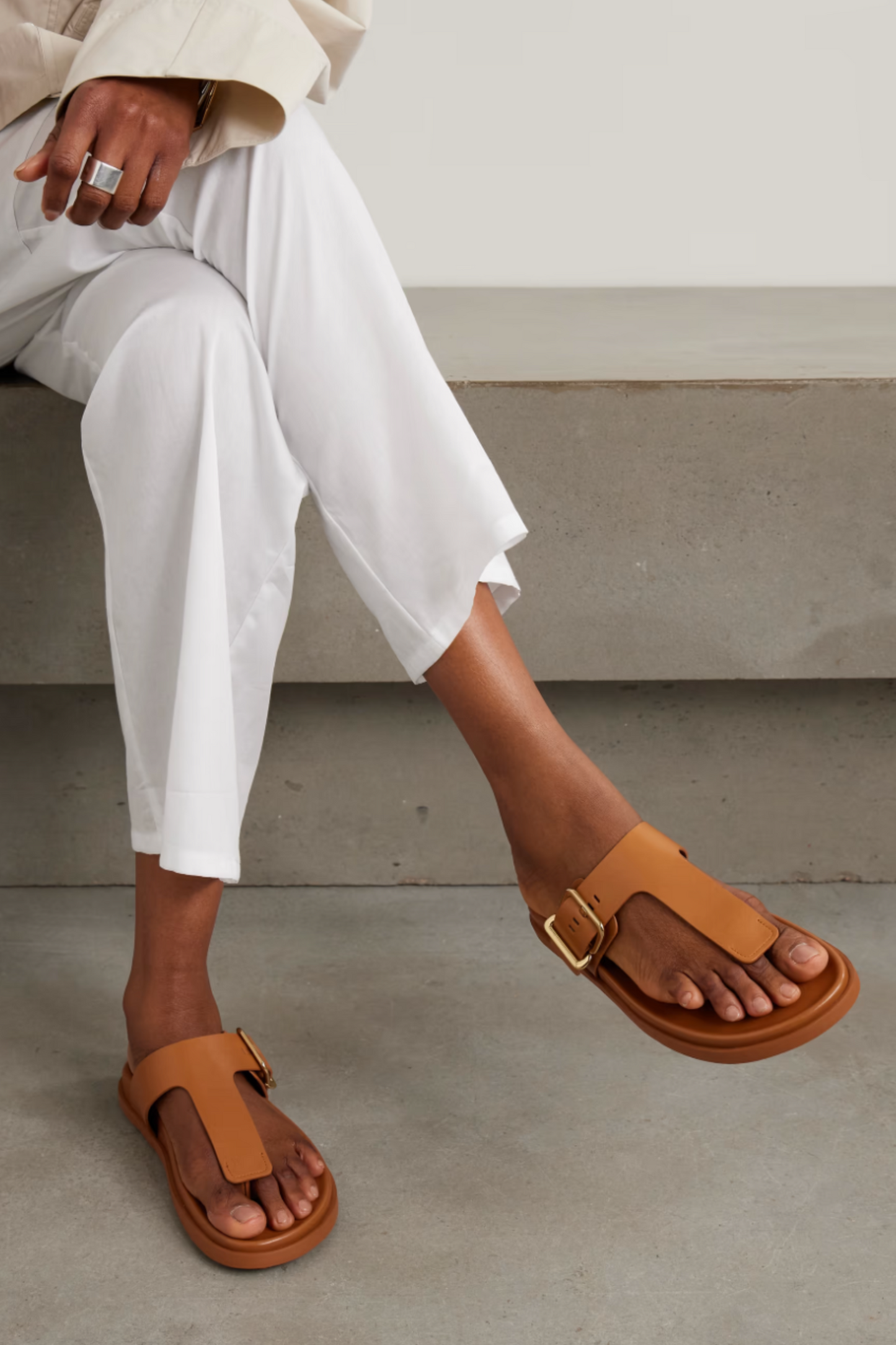 Buckeled Leather Sandals