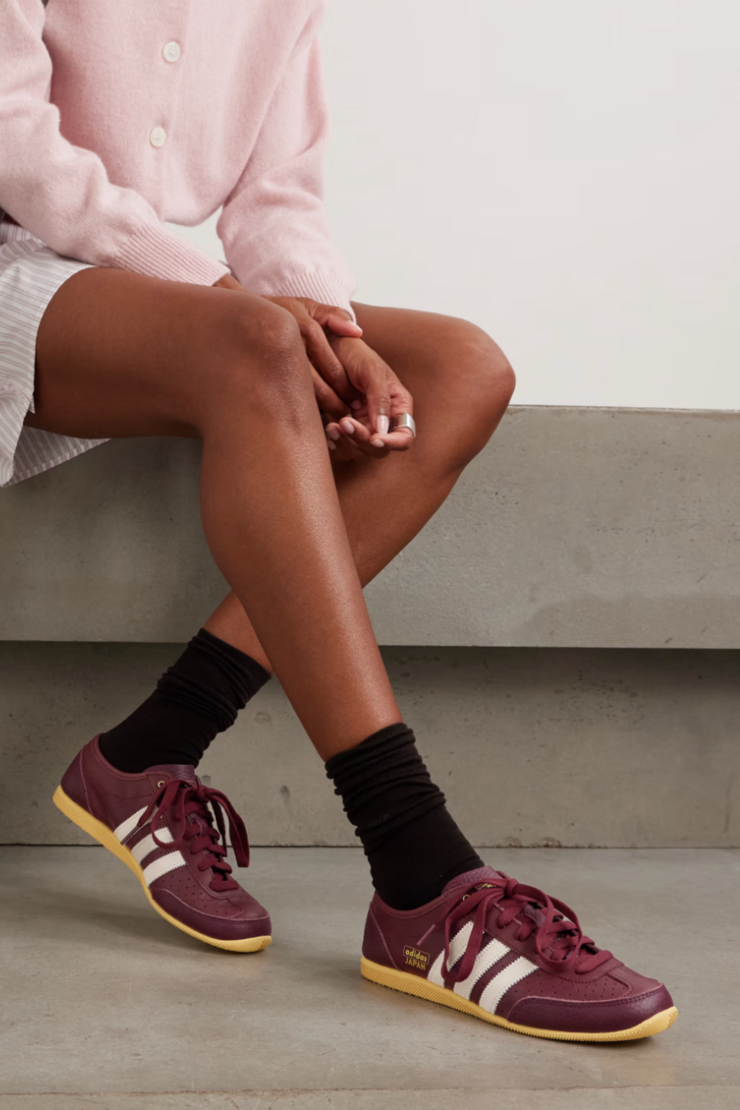Japan Decon W Perforated Suede Trimmed Leather Sneakers