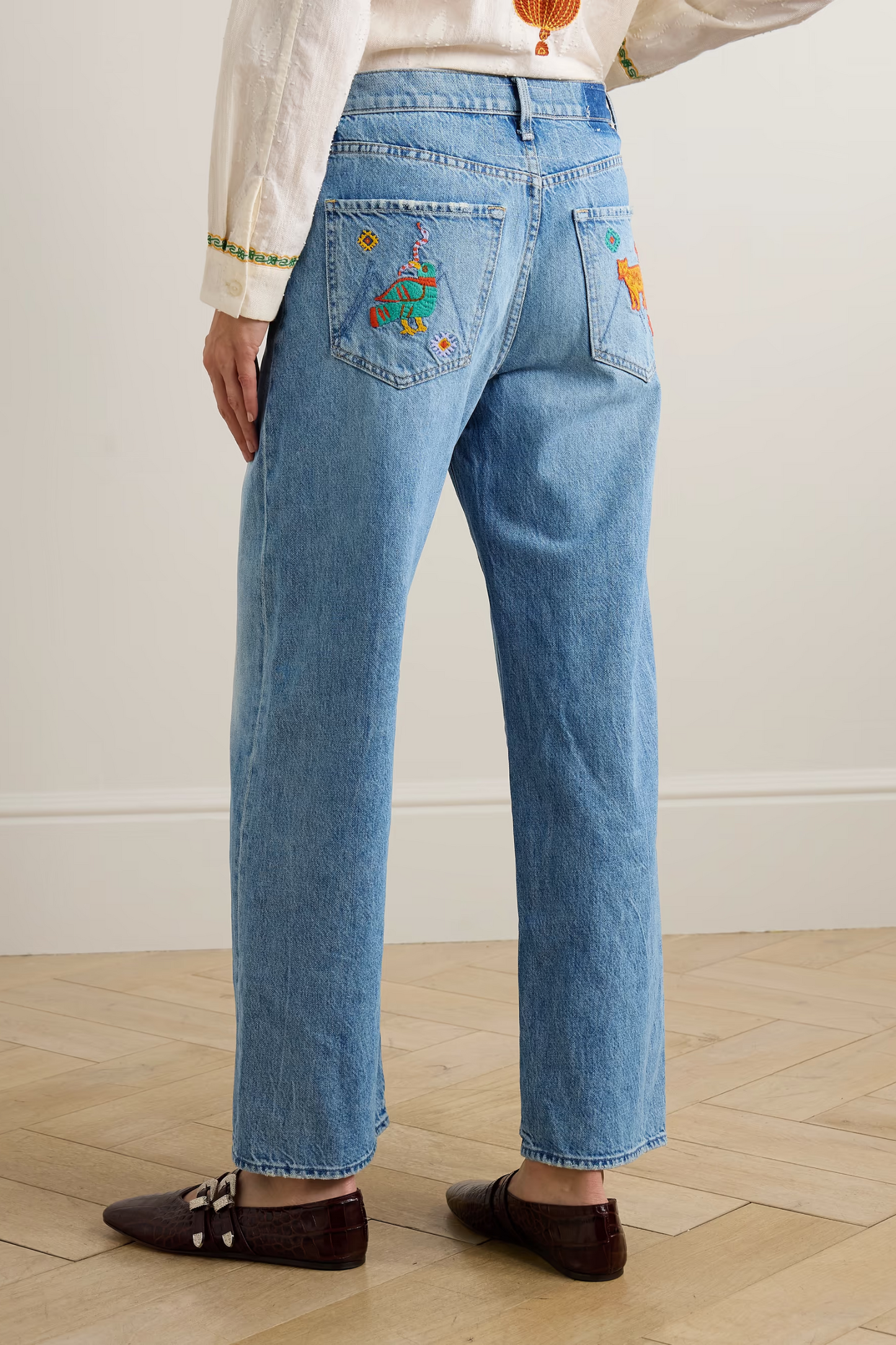 The Dodger Flood Embroidered Mid-rise Straight-leg Jeans