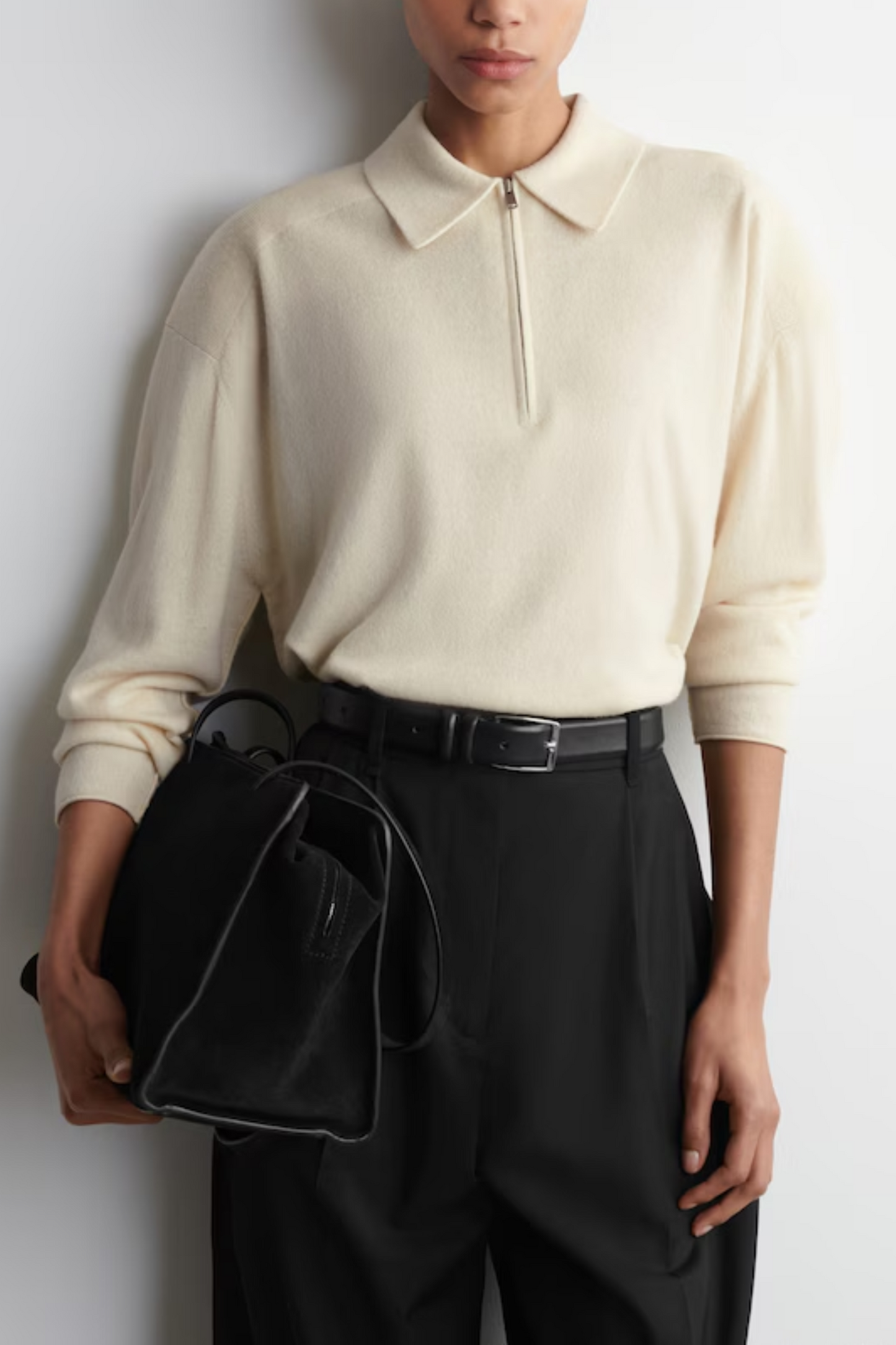 Merino Wool-yak Zip-up Polo Shirt
