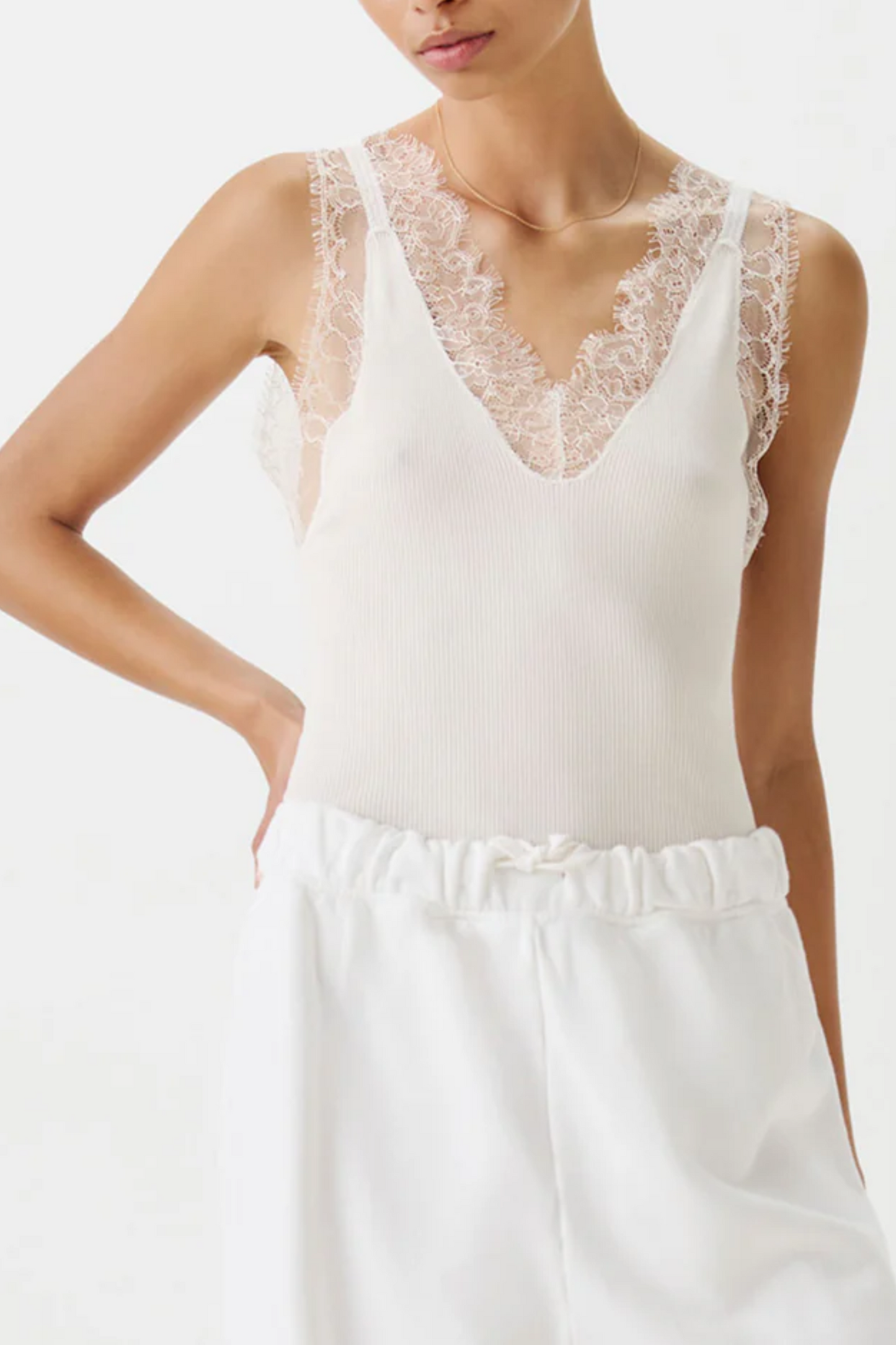 The Kew Lace Ribbed Vest