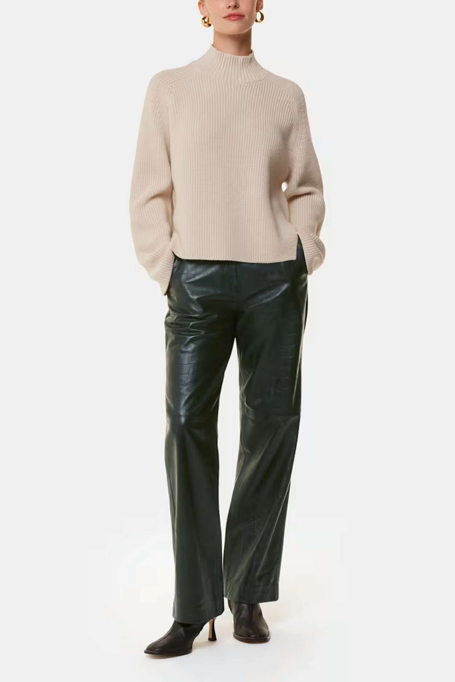 Dark Green Delia Croc Leather Trouser