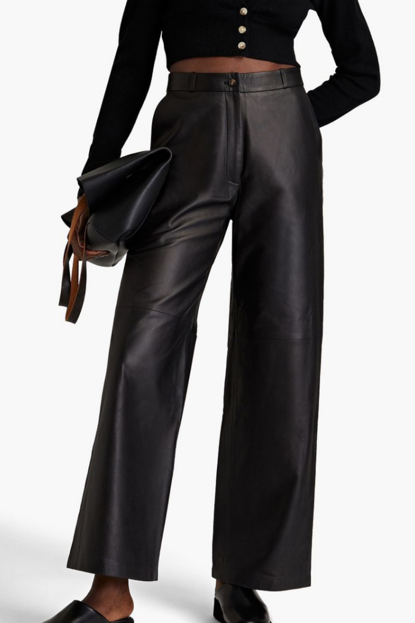 Noro Leather Wide-leg Pants