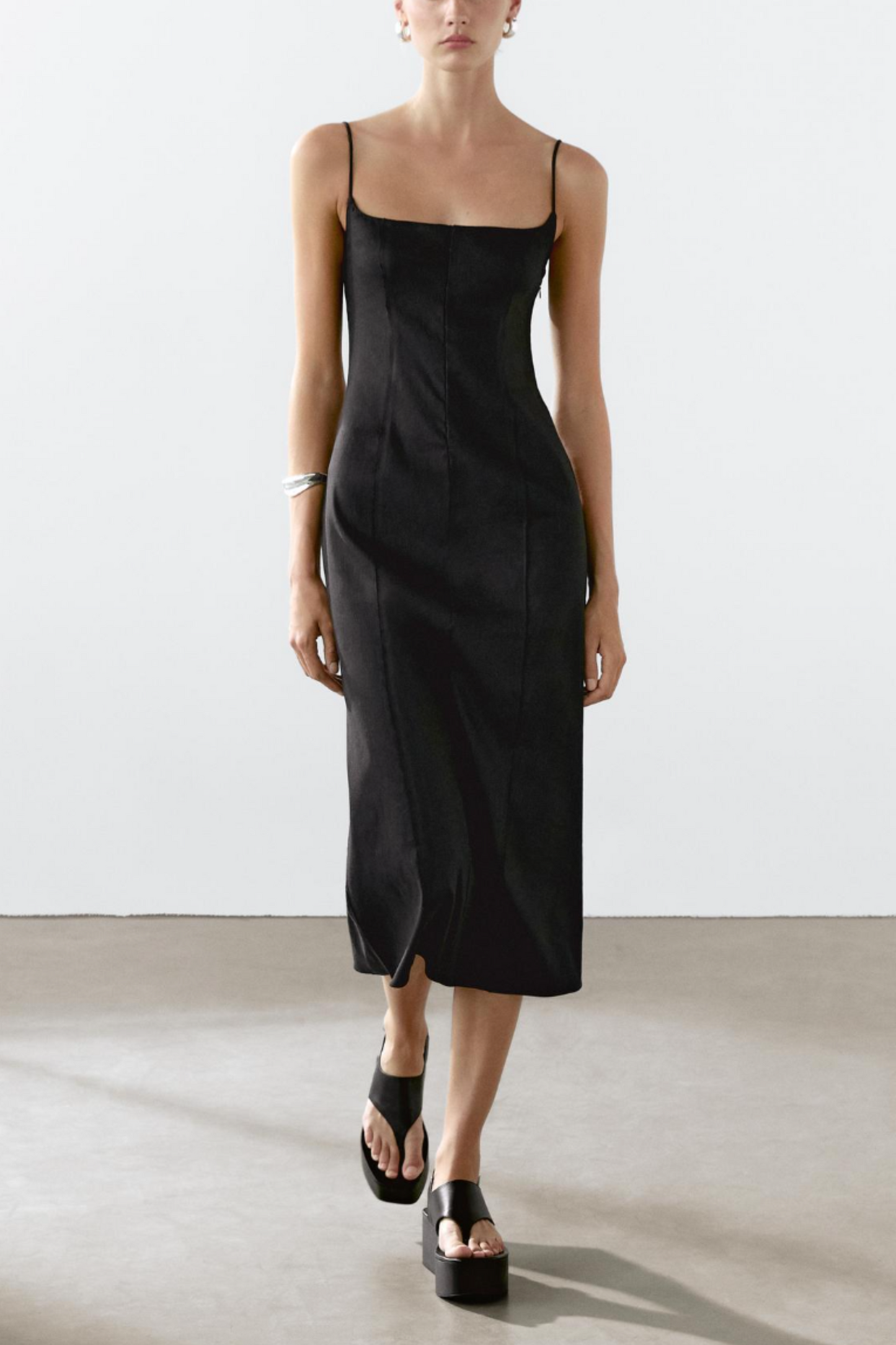 Strappy Linen Midi Dress