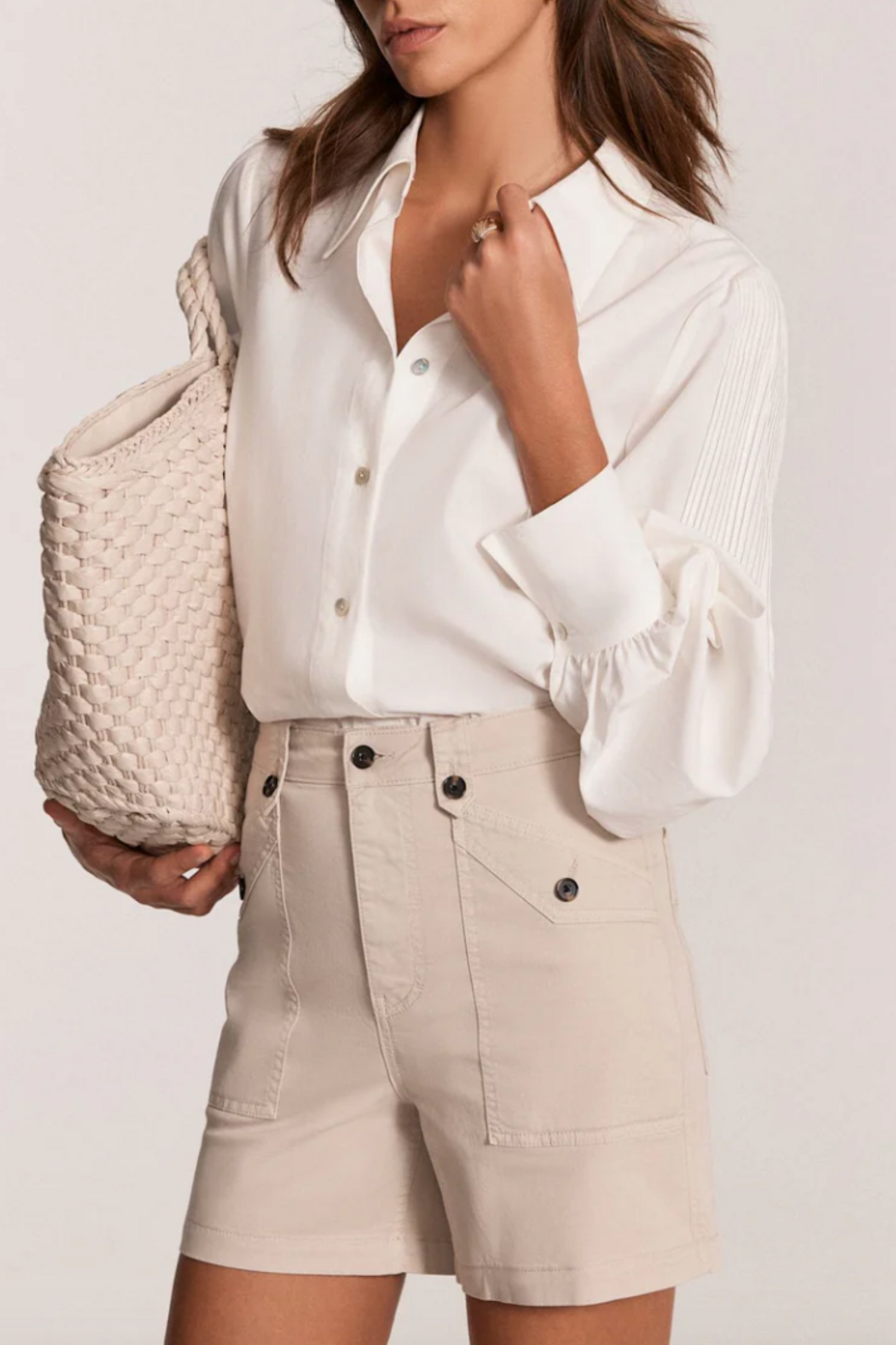 Neutral Cotton Chino Shorts