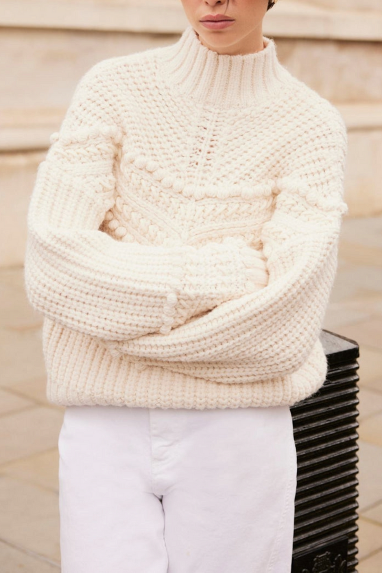 Cream Bobble Detail Knit Jumper