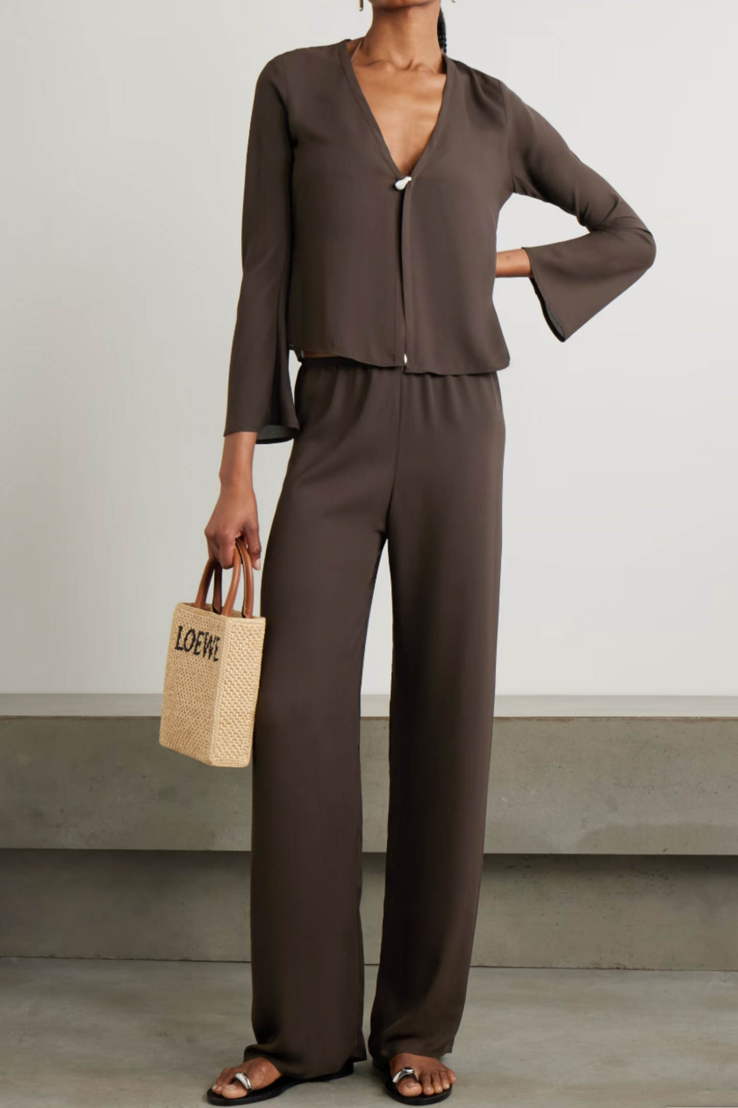 Playa Pearl Embellished Georgette Wide Leg Pants