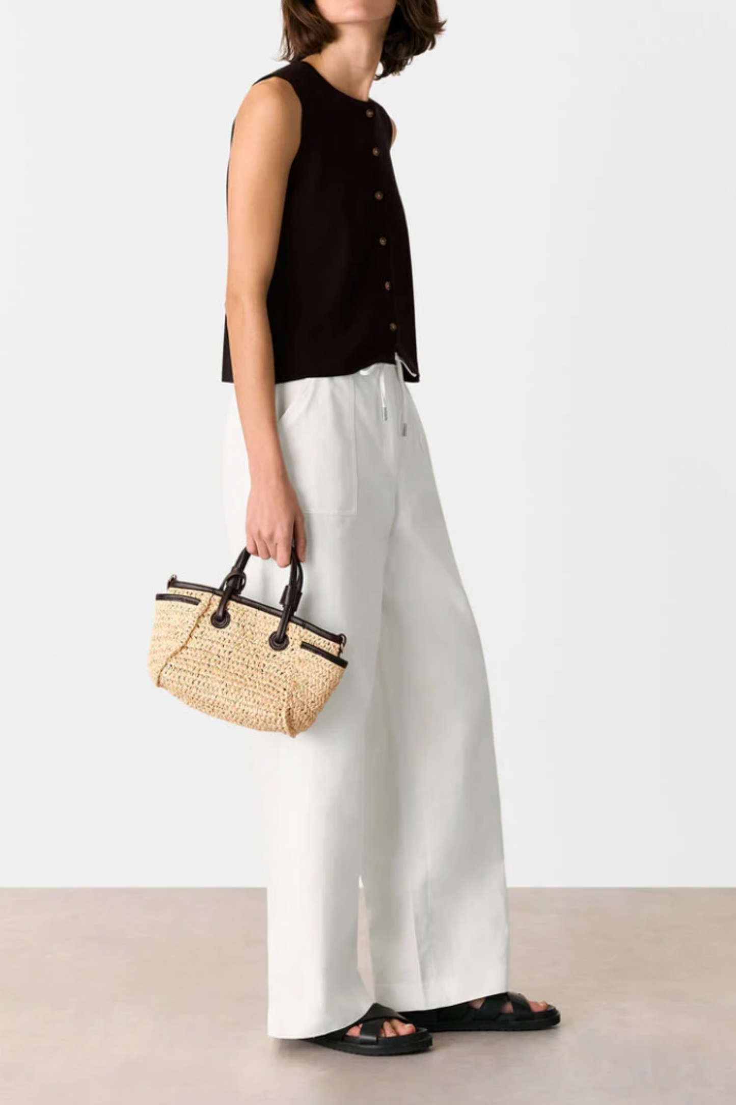 White Leona Linen Blend Trouser