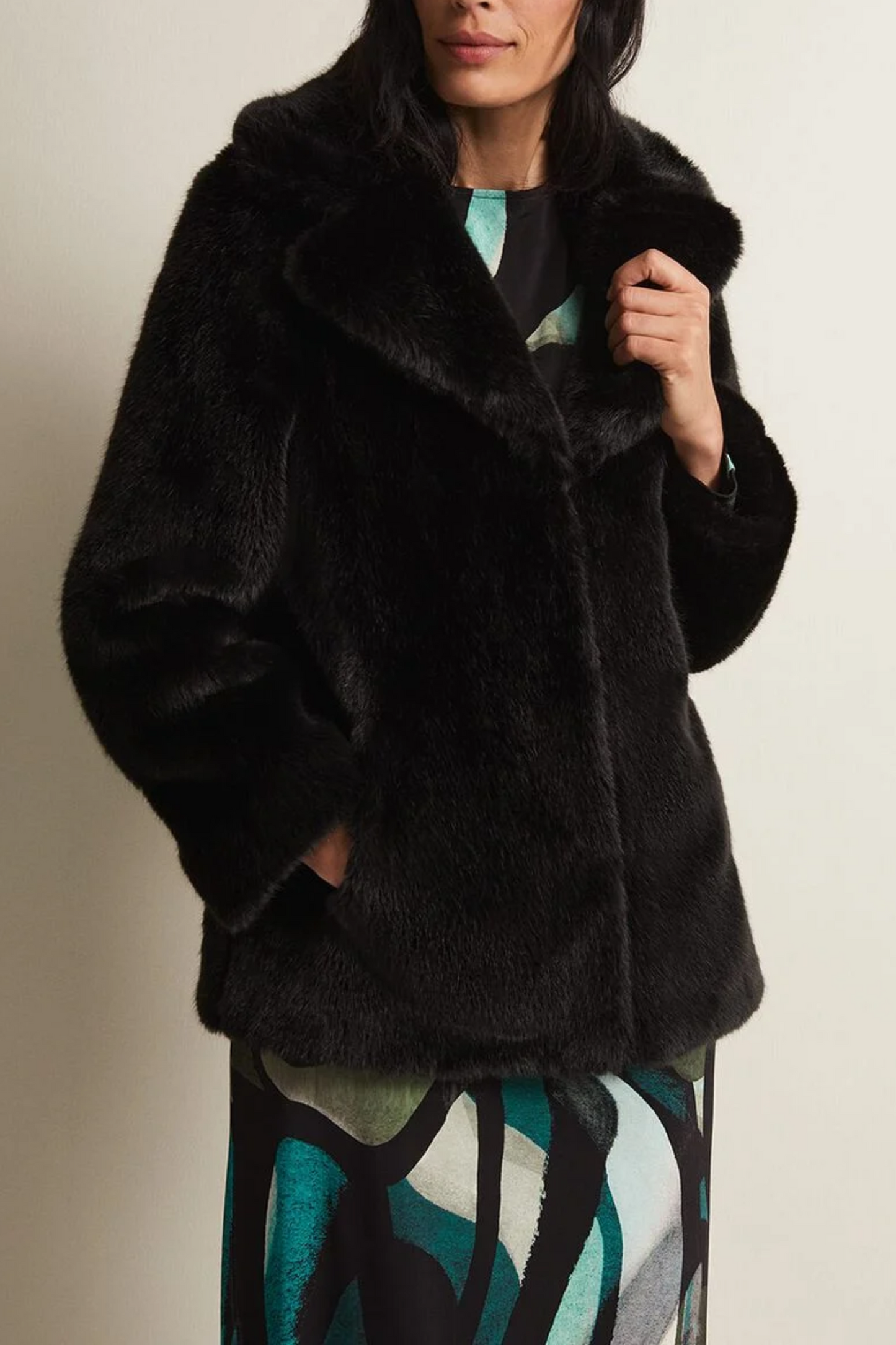 Megan Black Faux Fur Coat