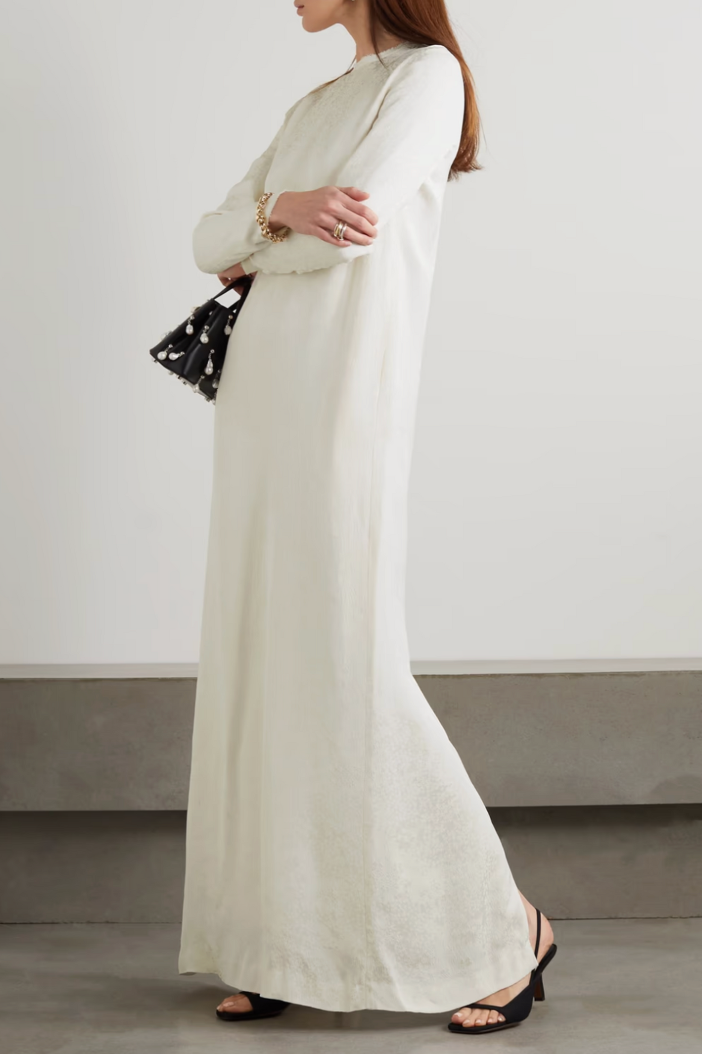 Frayed Jacquard Maxi Dress