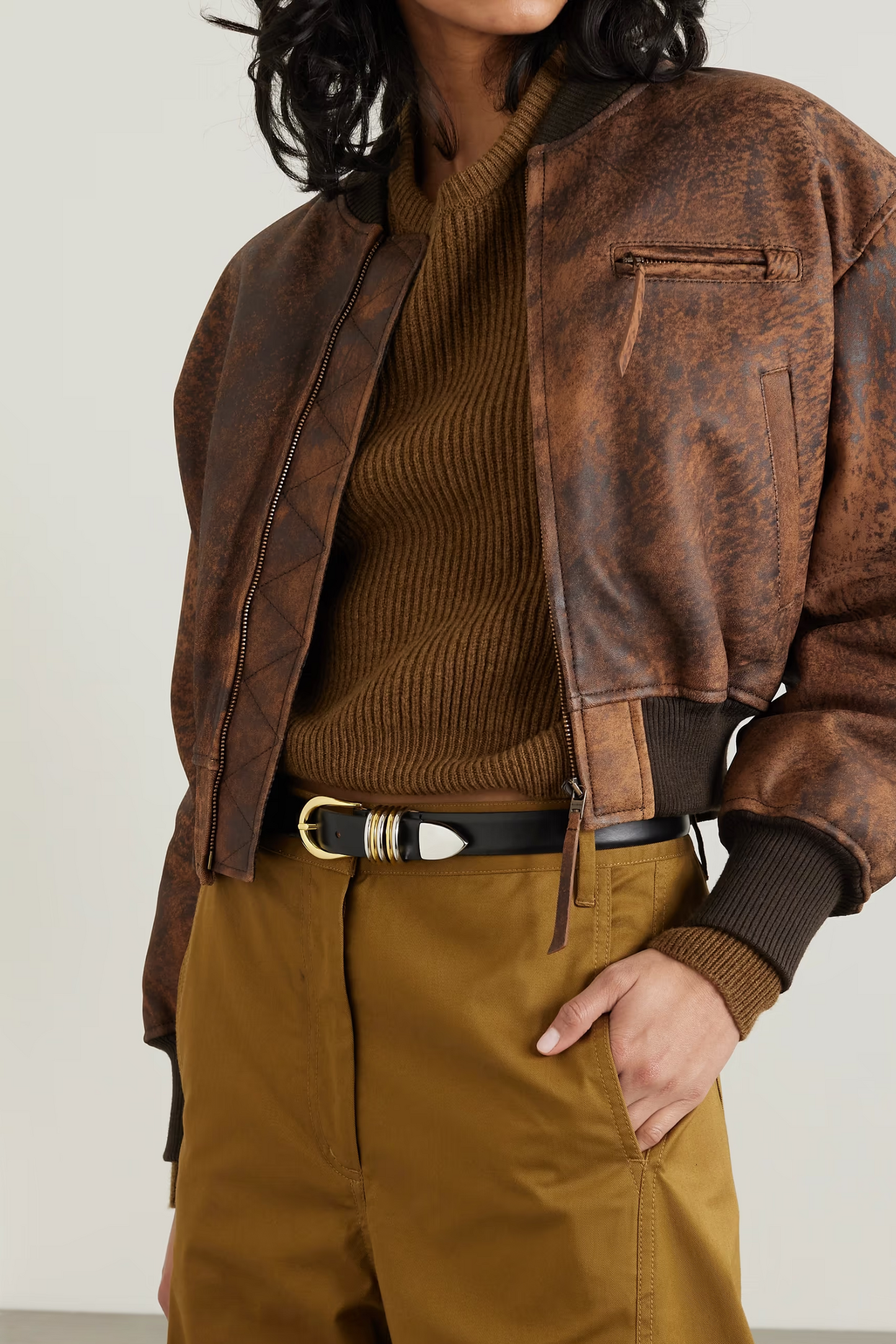 Hollyhock Embellished Leather Belt