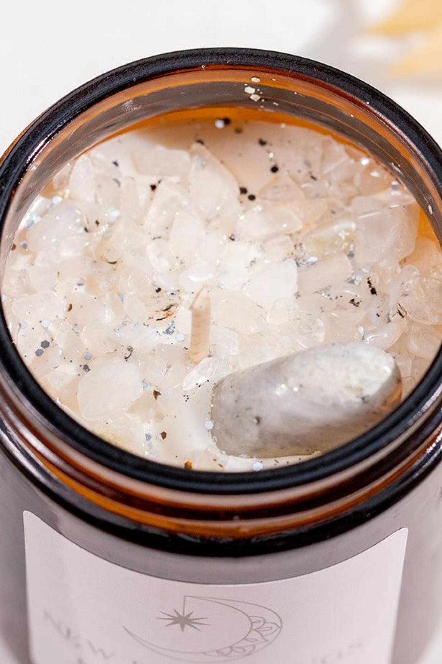 Moonstone Crystal Candle – New Beginnings & Intuition | Hand-Poured Soy Wax