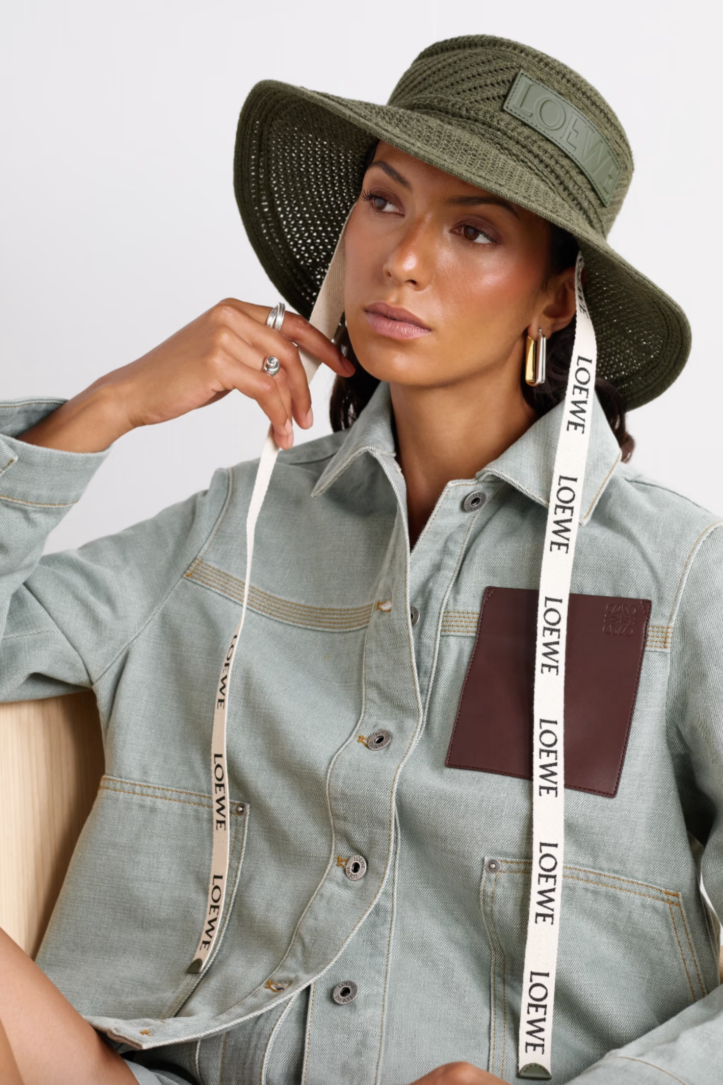 Appliqued Crocheted Cotton Blend Bucket Hat