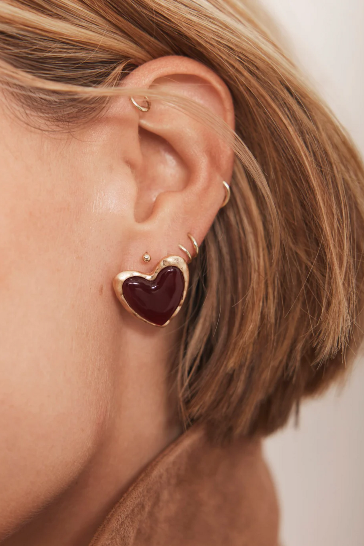 Gold-tone Heart Stud Earrings