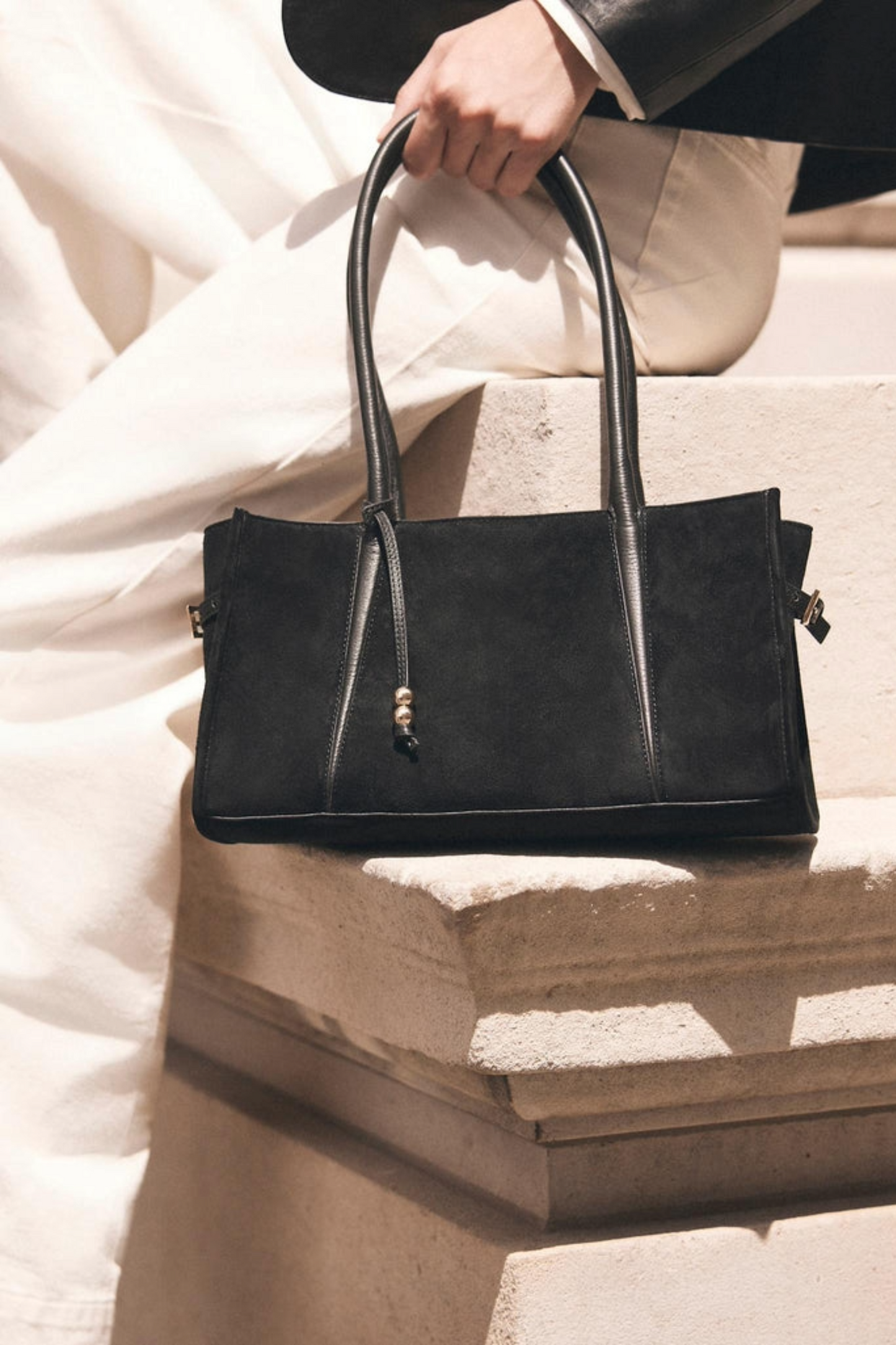Zita Black Suede Shoulder Bag
