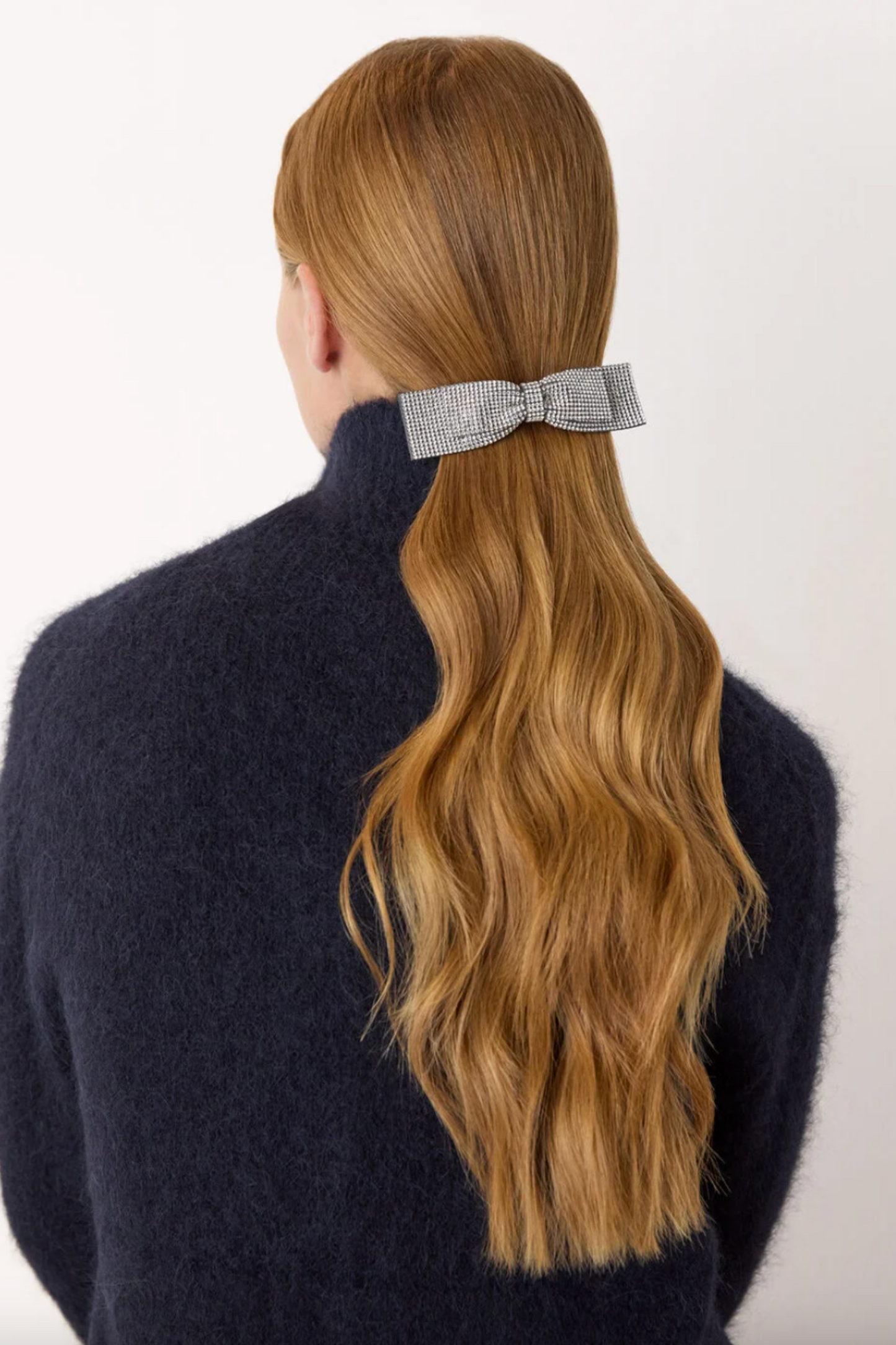 Silver Diamante Bow Hair Clip