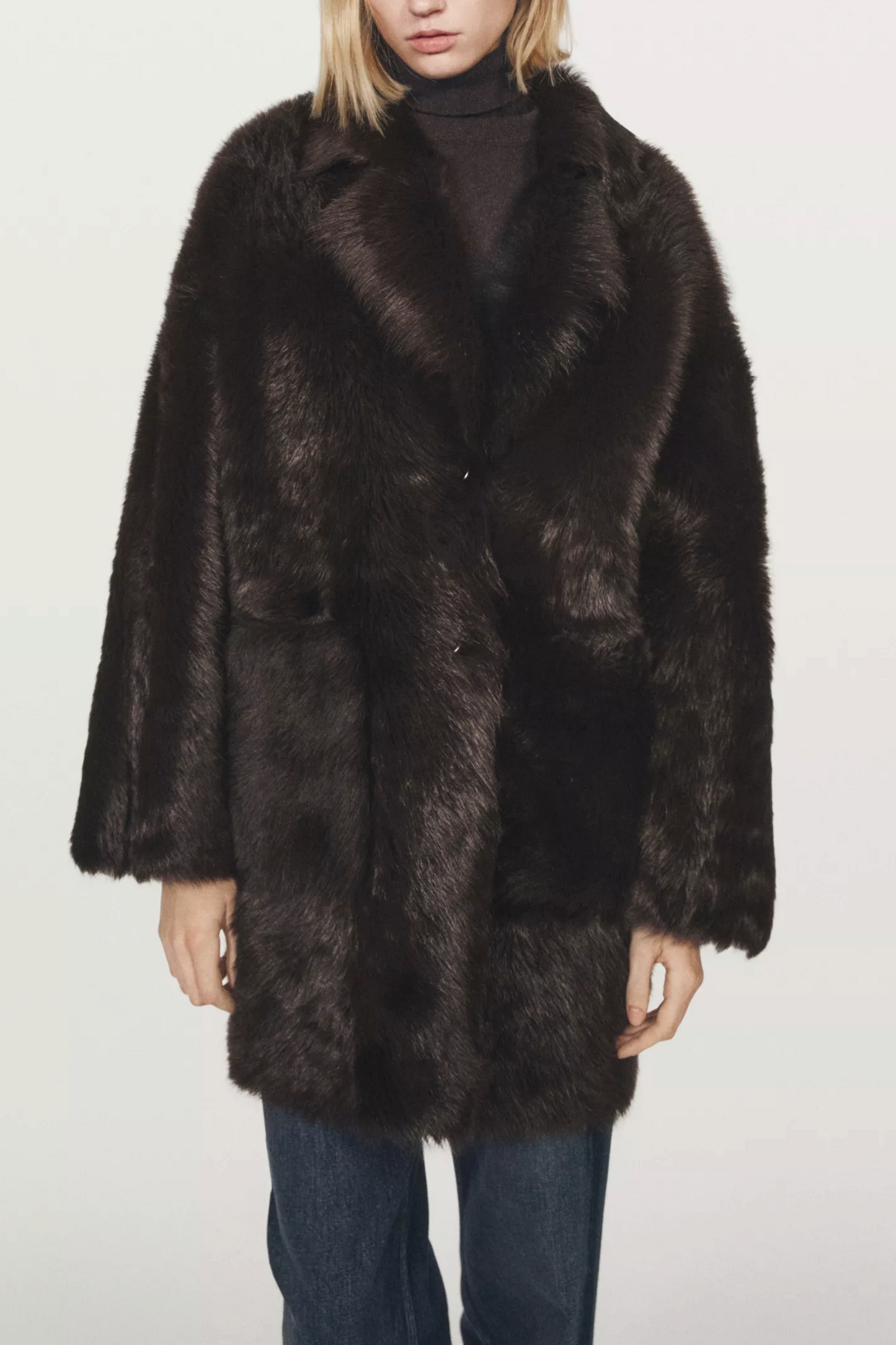 Long Leather Coat with Fur