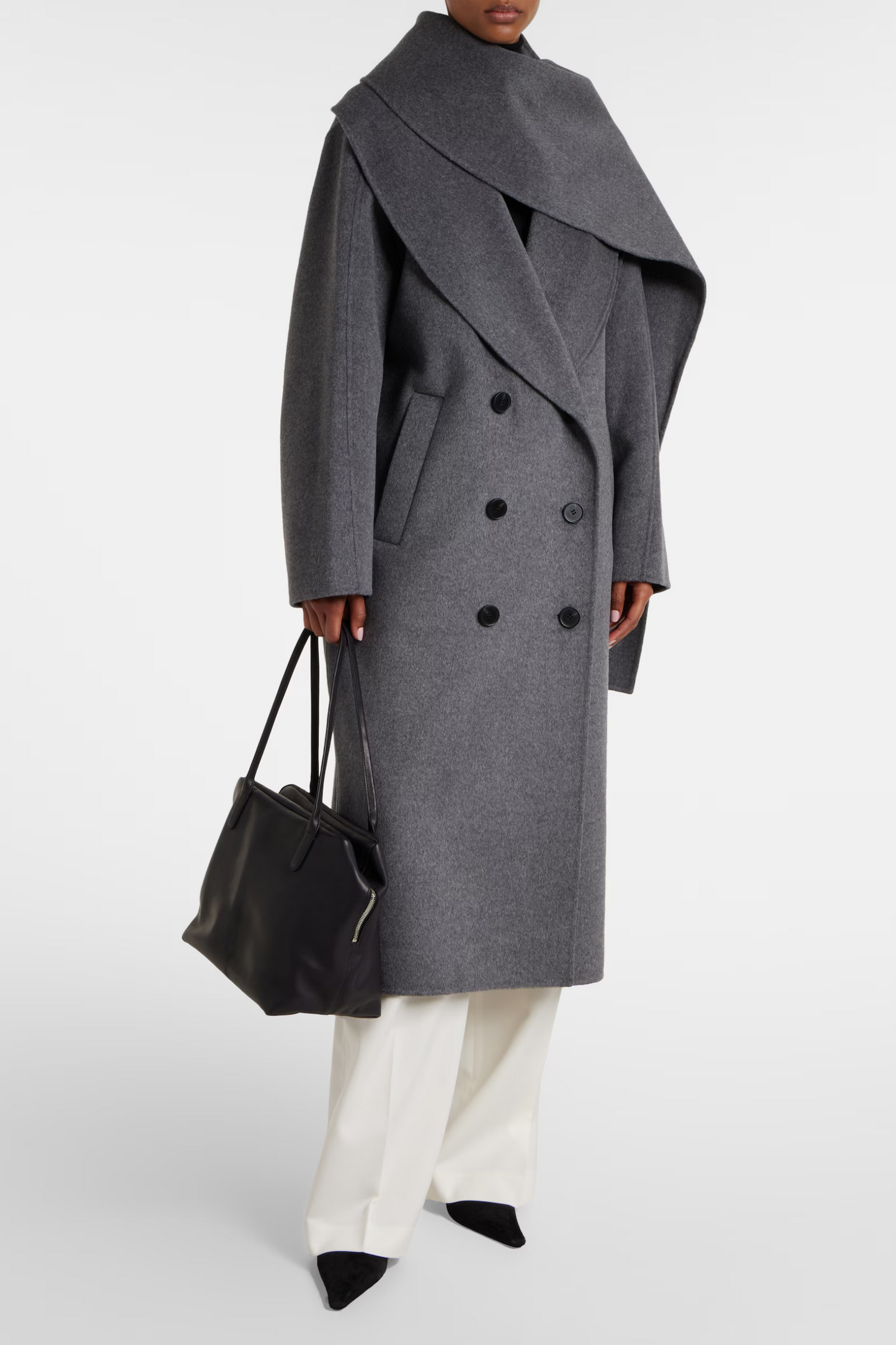 Scarf-detail Wool and Cashmere Coat