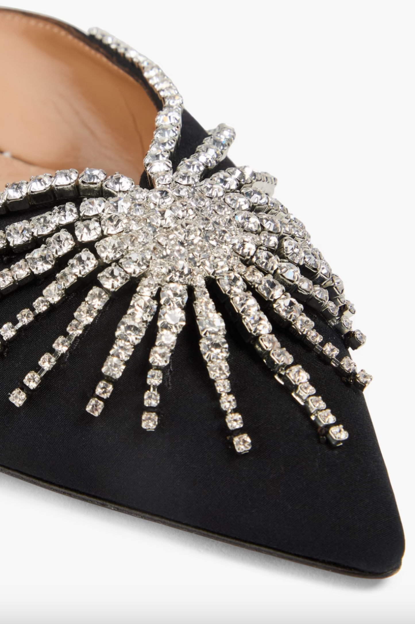 Sunshine Crystal-embellished Satin Point-toe Flats